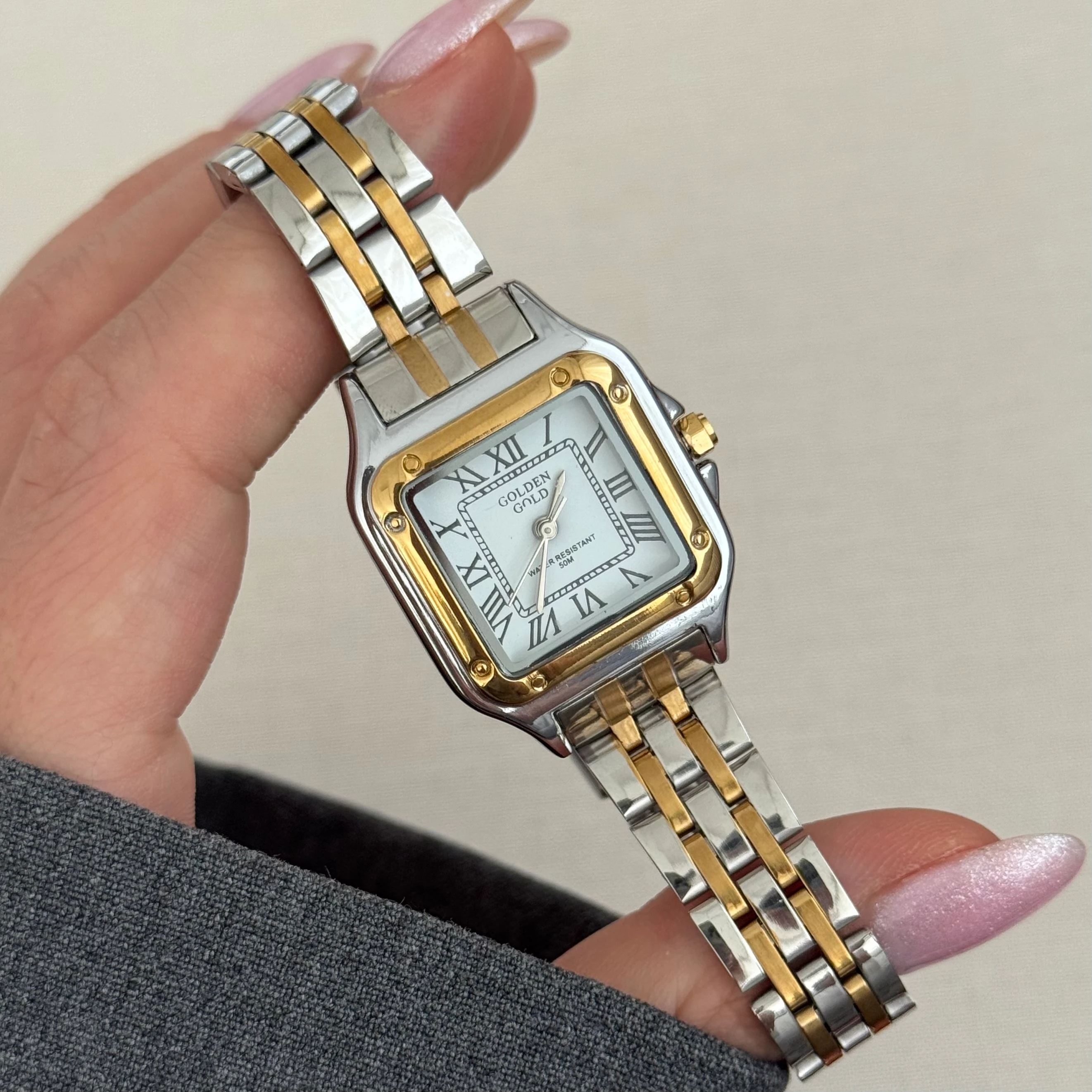 Çelik | Vintage kare saat 