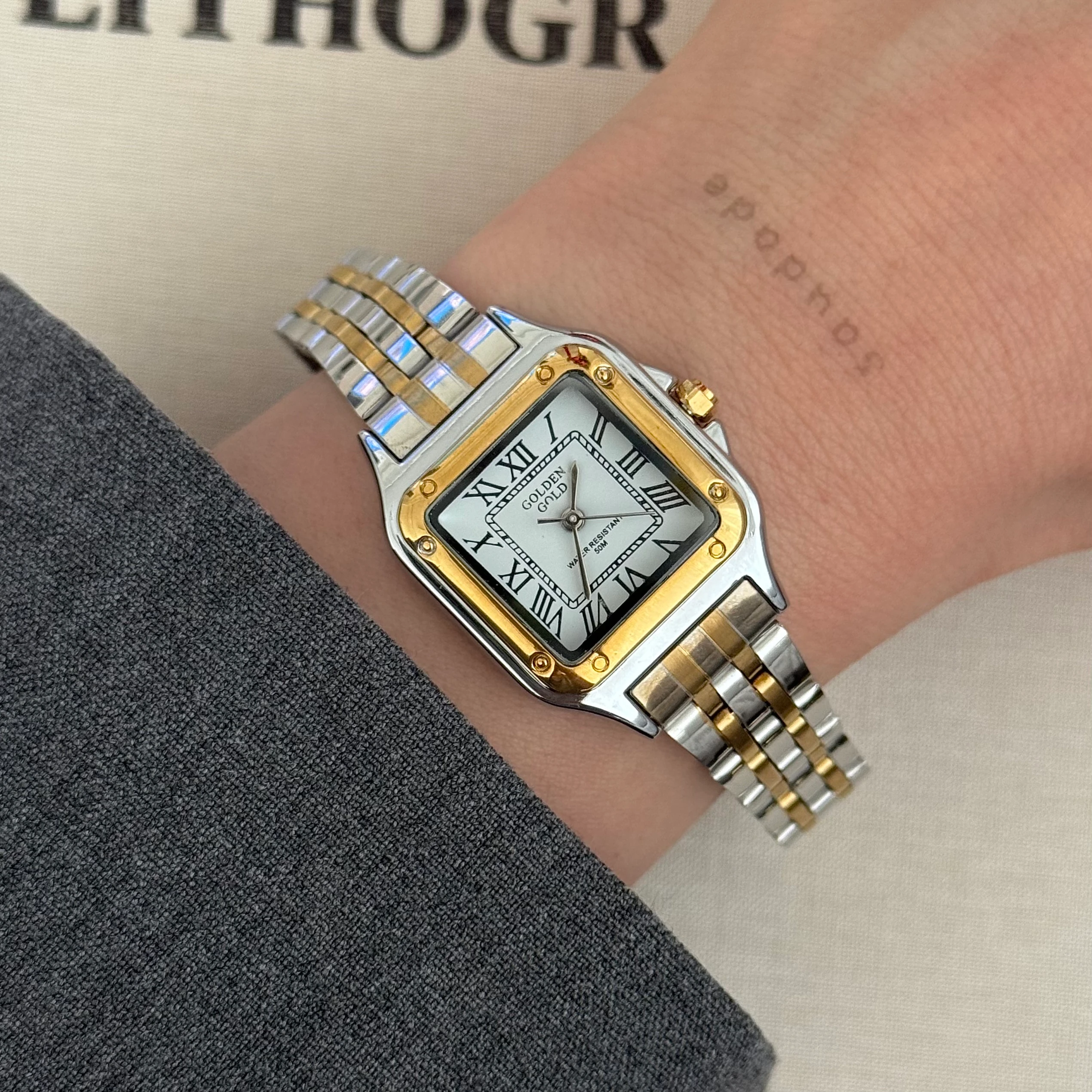 Çelik | Vintage kare saat 