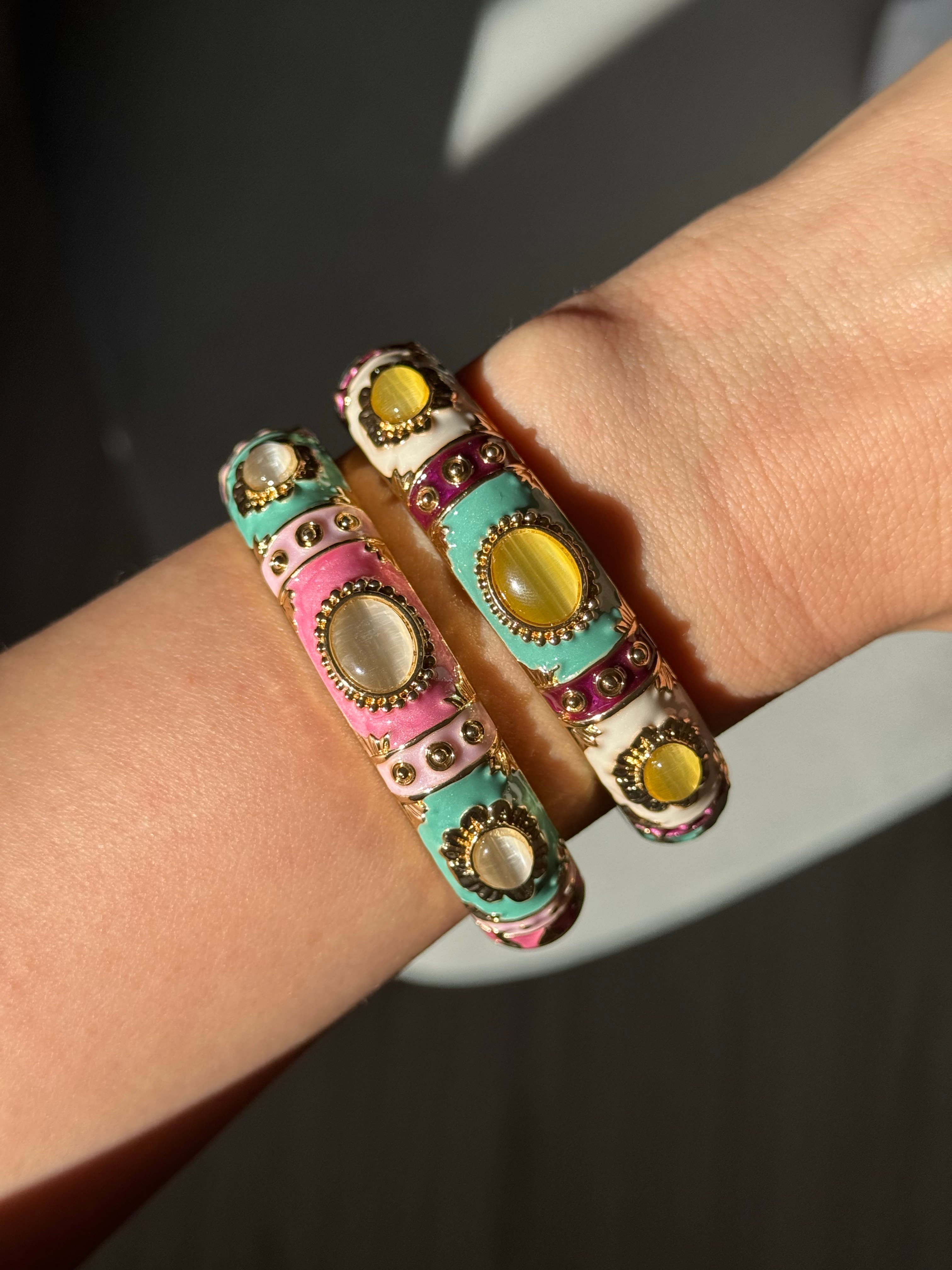 Green - Pink vintage Bileklik