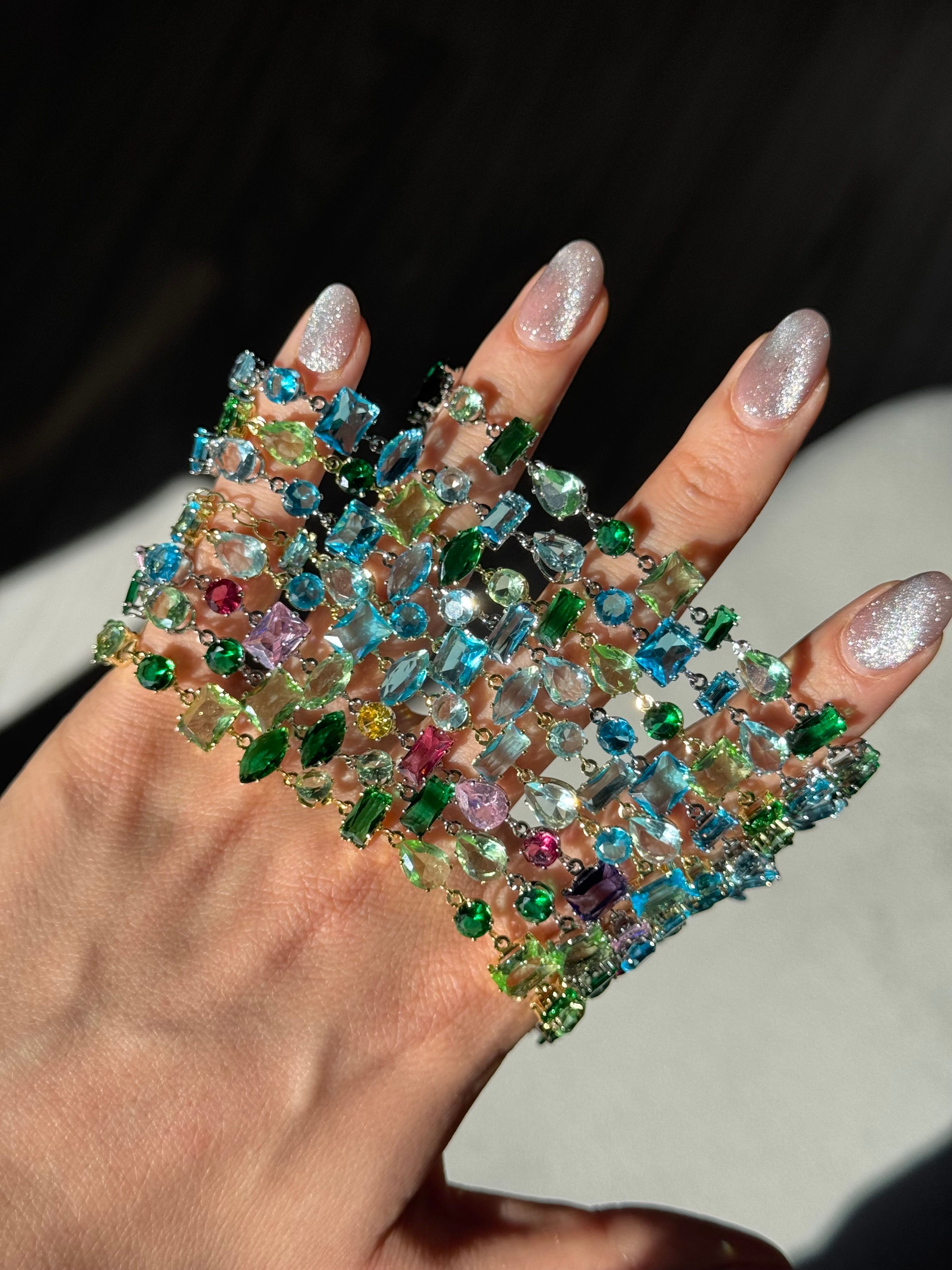Swarovski | Yeşil - Silver Gema bileklik