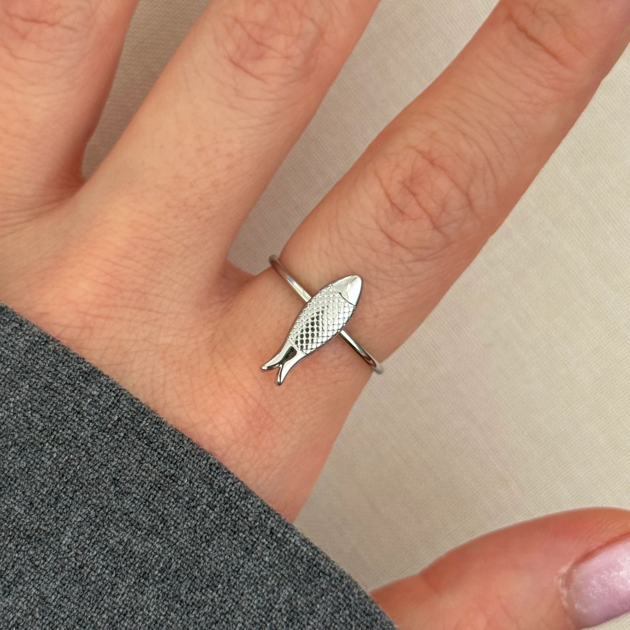 Çelik | Silver balık yüzük 