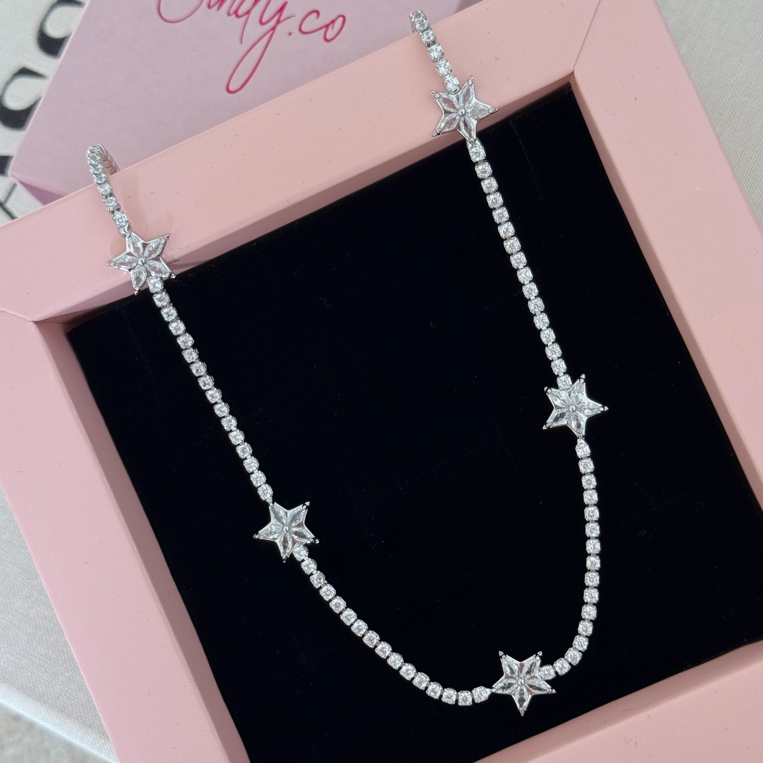 Zirkon taş yıldızlı su yolu kolye  