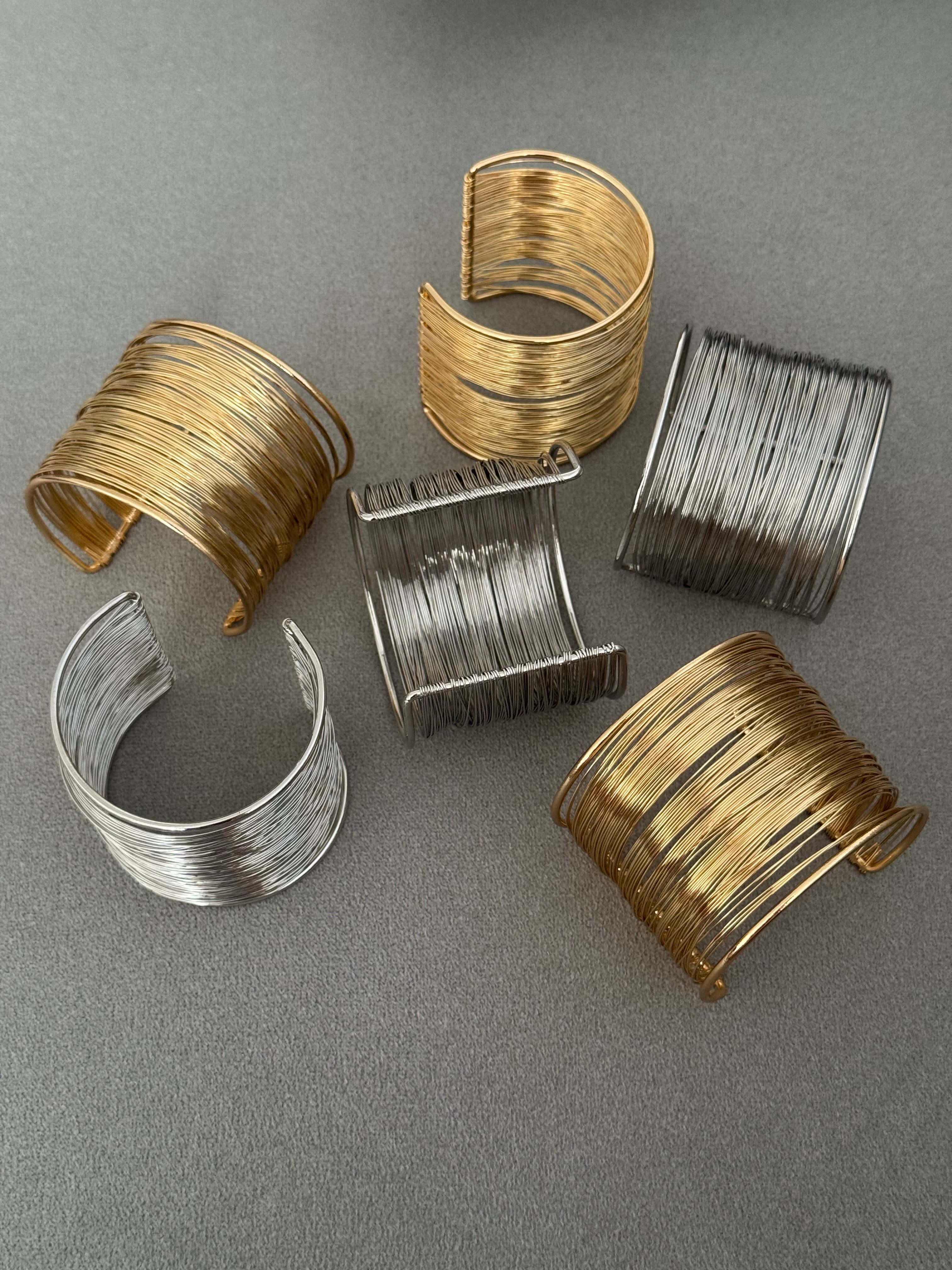 Çelik | Gold Antik Tel bileklik 