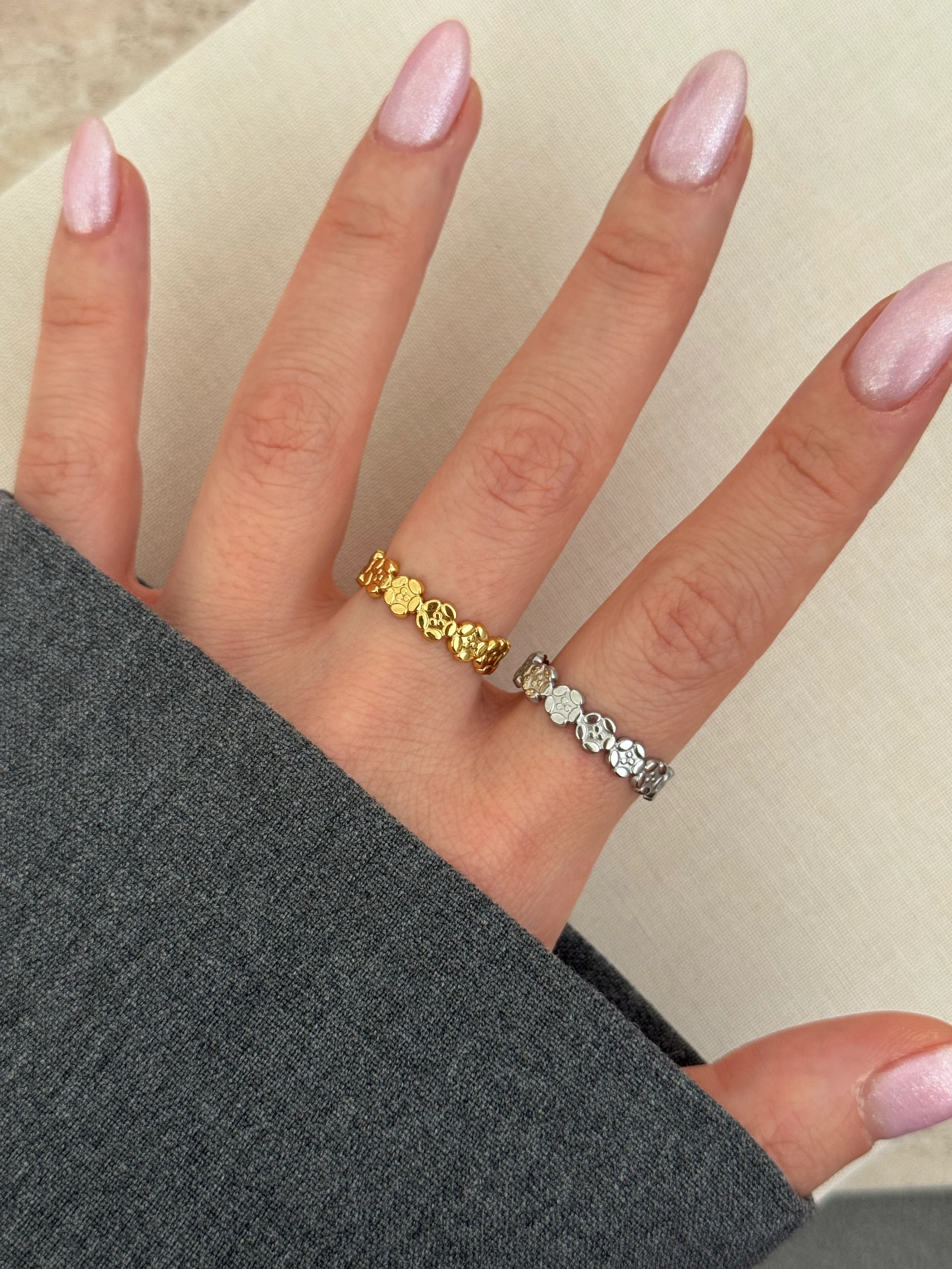 Çelik | Silver zarif çiçekler yüzük 