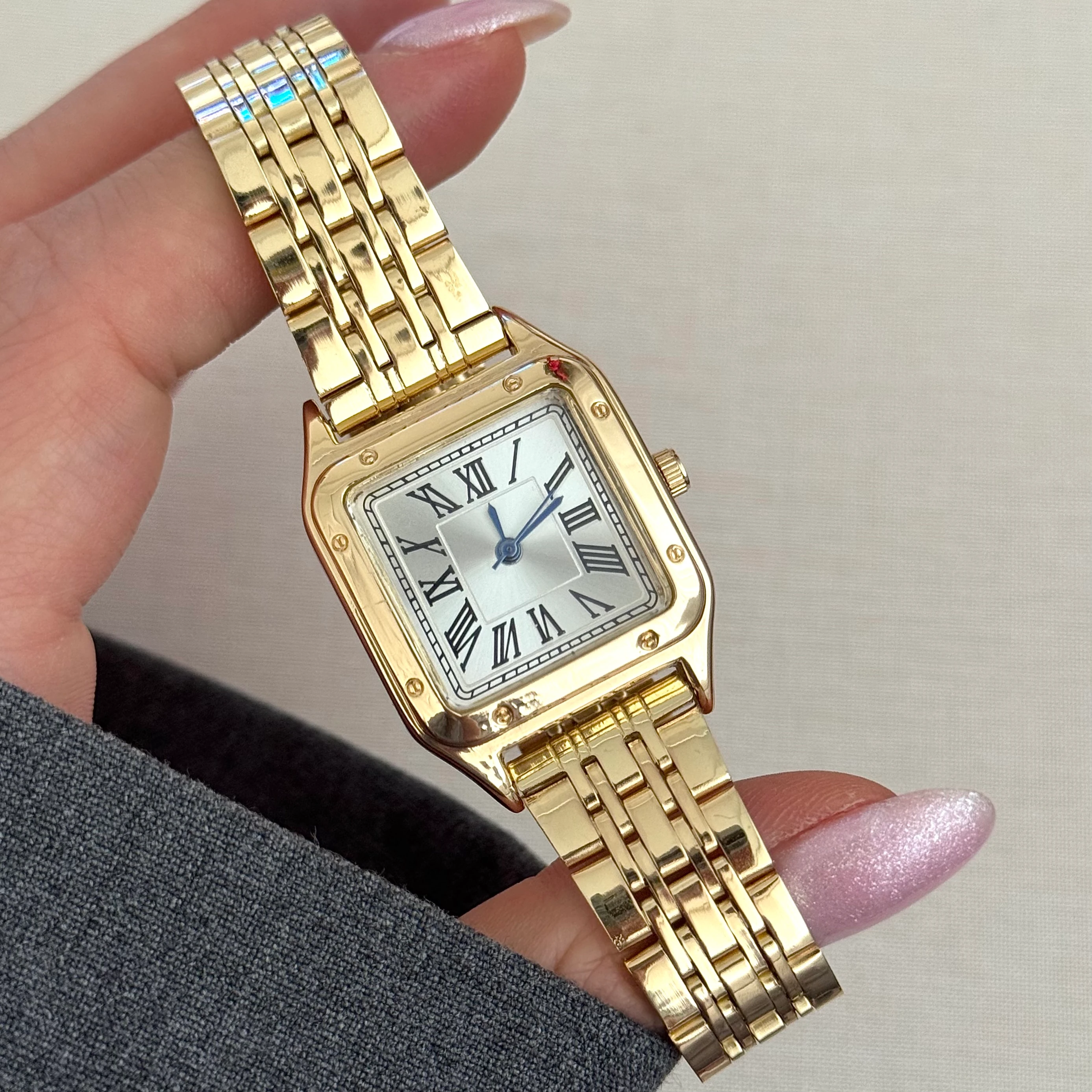 Çelik | Vintage Gold kare saat 