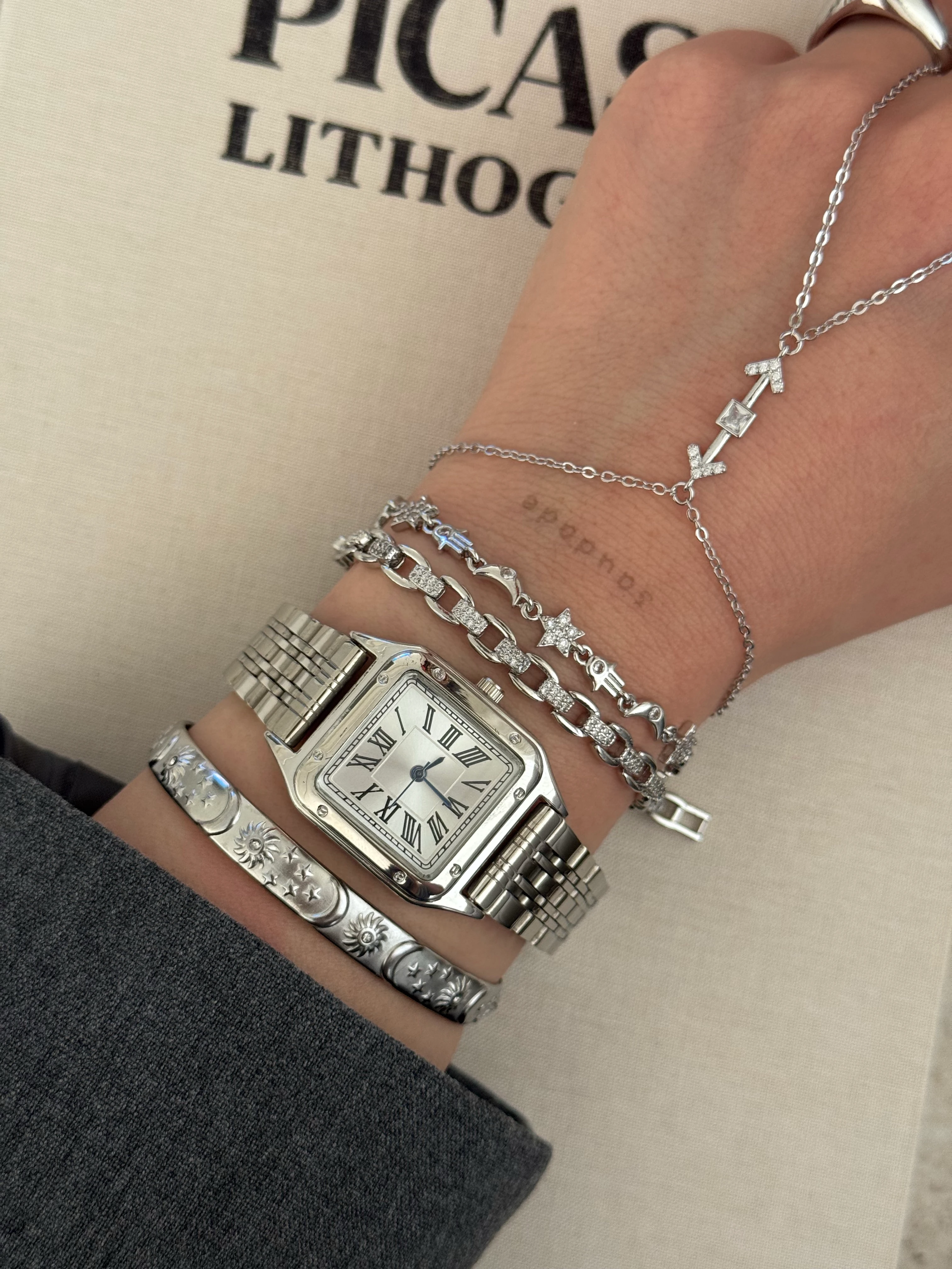 Çelik | Vintage silver kare saat 