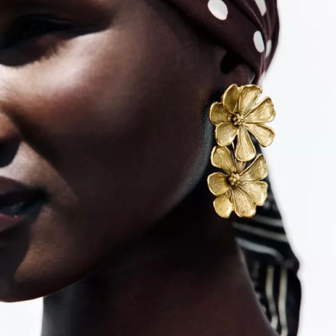 Zara | Çift çiçek gold küpe 