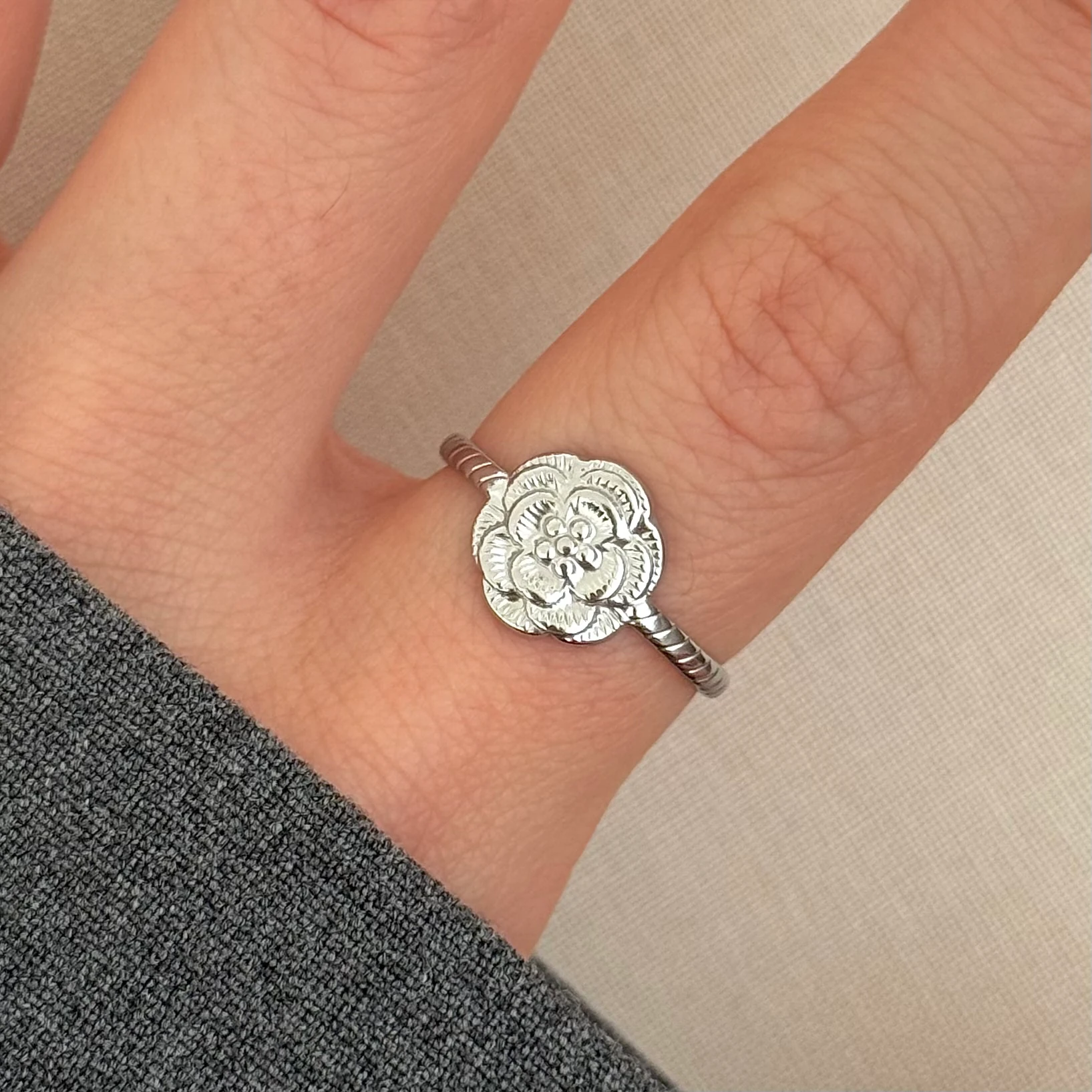 Çelik | Silver gül yüzük 