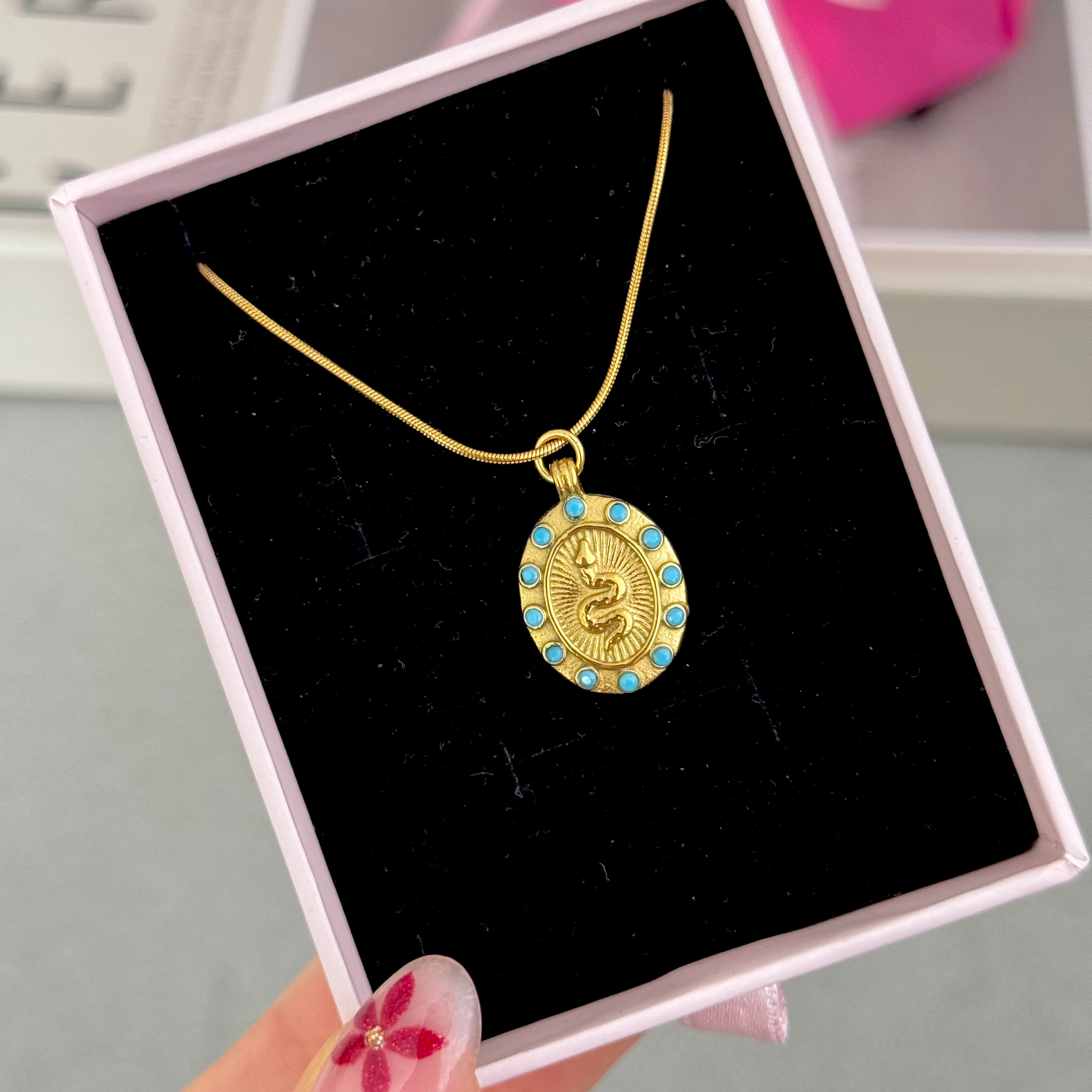 Çelik vintage snake kolye 