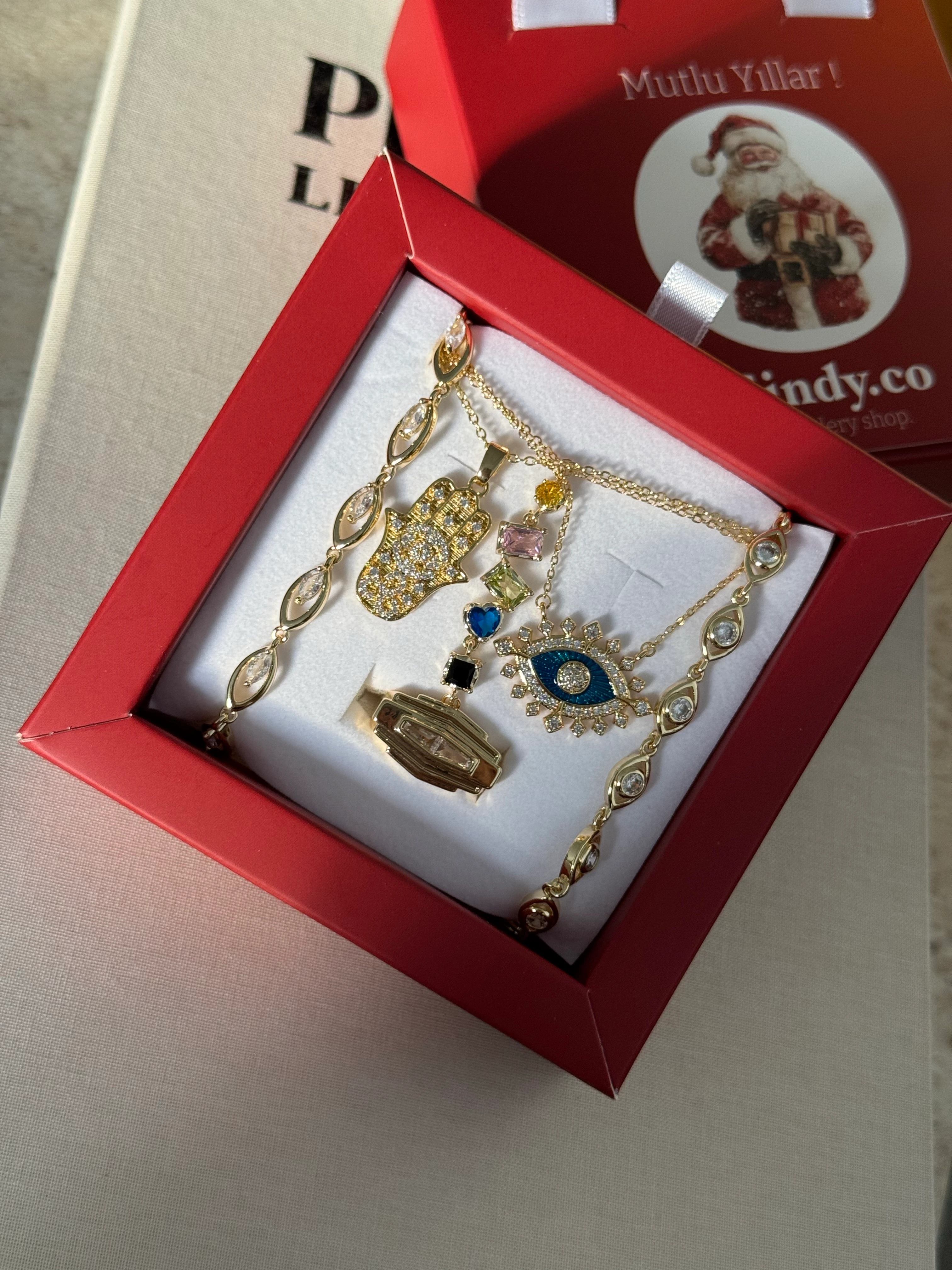 Çelik | Renkli Asimetrik taşlı Gold şahmeran 