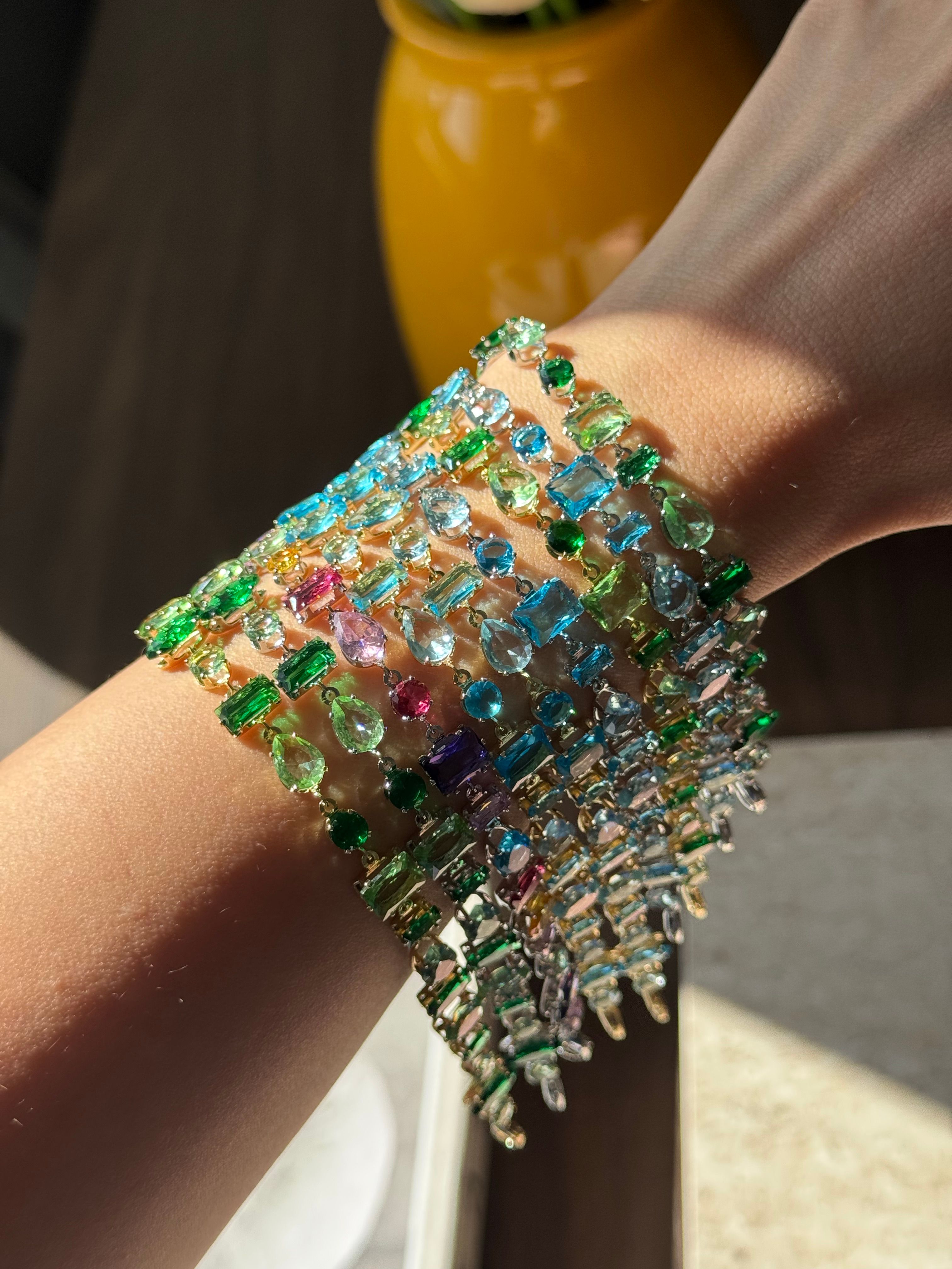 Swarovski | Yeşil - Silver Gema bileklik