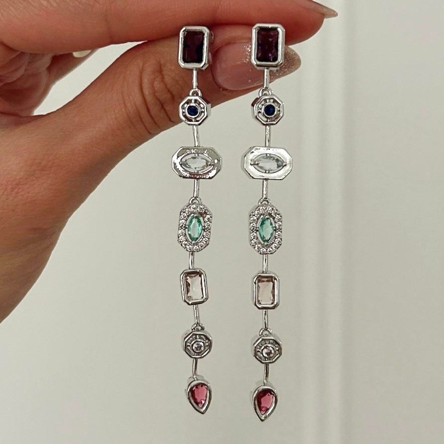 Vıp | melis göral Renkli taşlı silver küpe