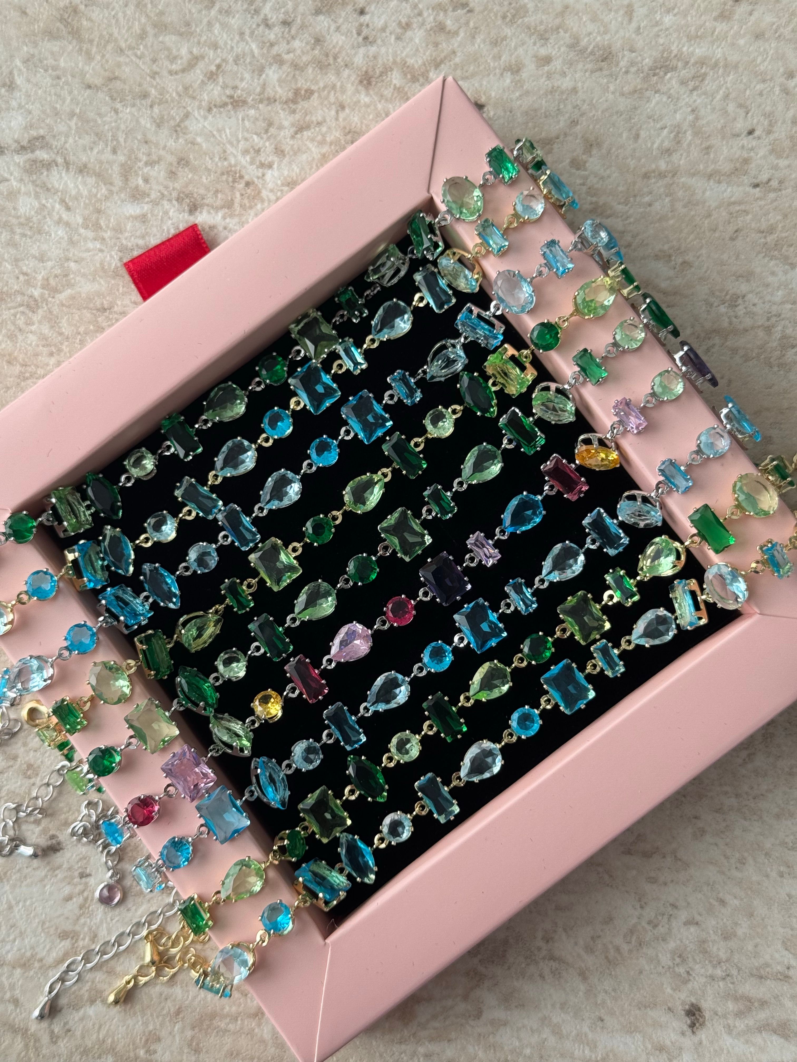 Swarovski | Yeşil - Silver Gema bileklik