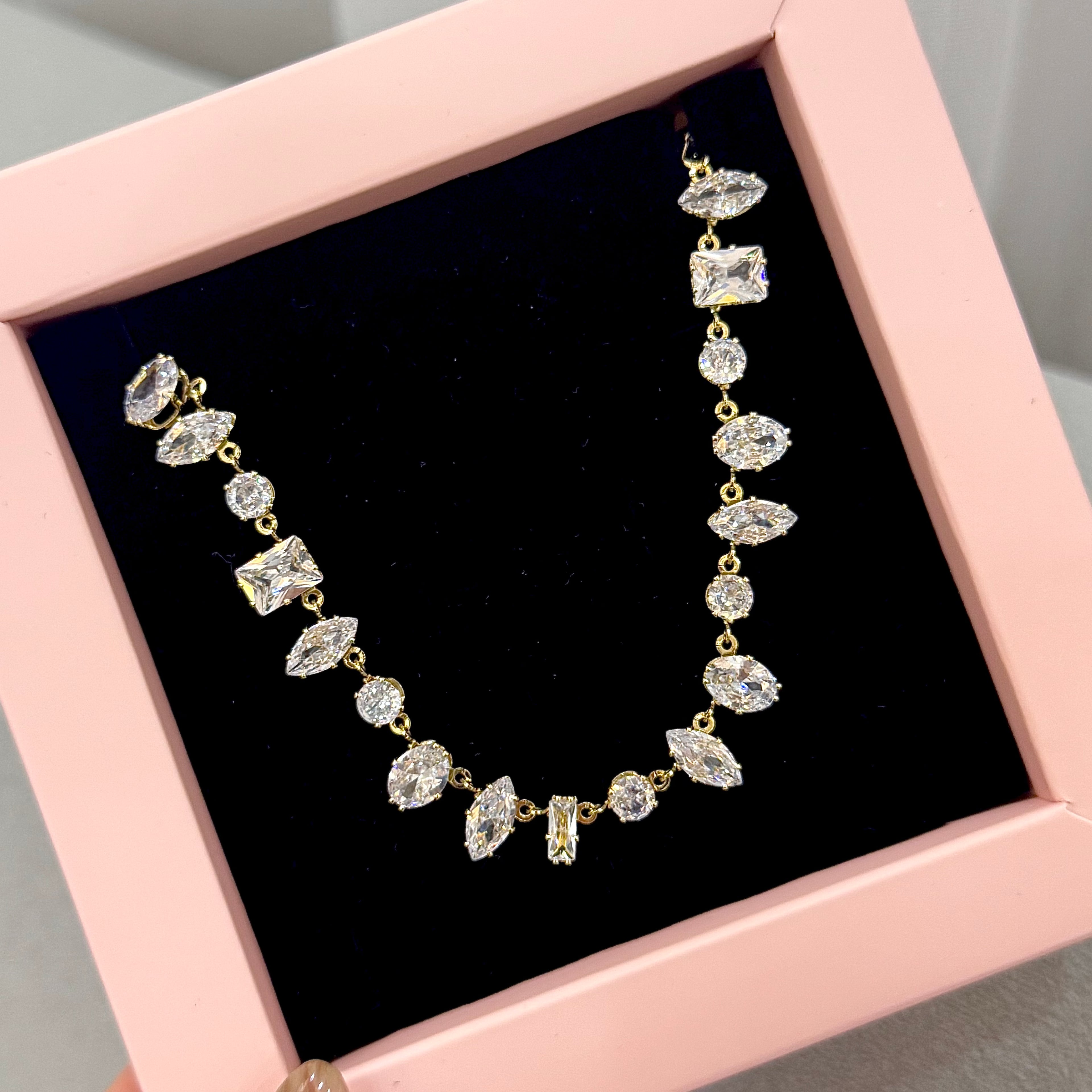 Swarovski | Gold - Beyaz Gema kolye