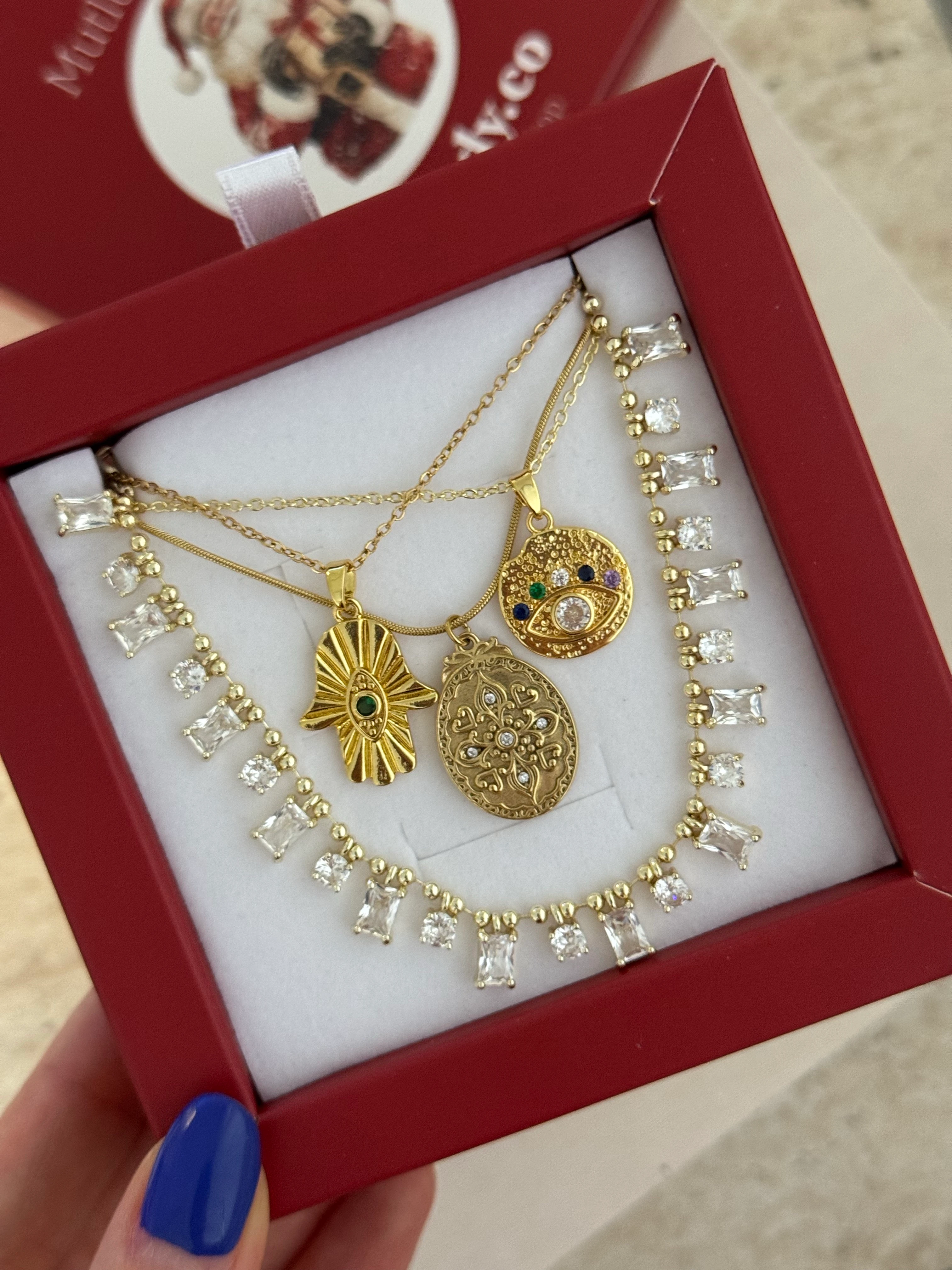 Çelik | Gold hamsa kolye 