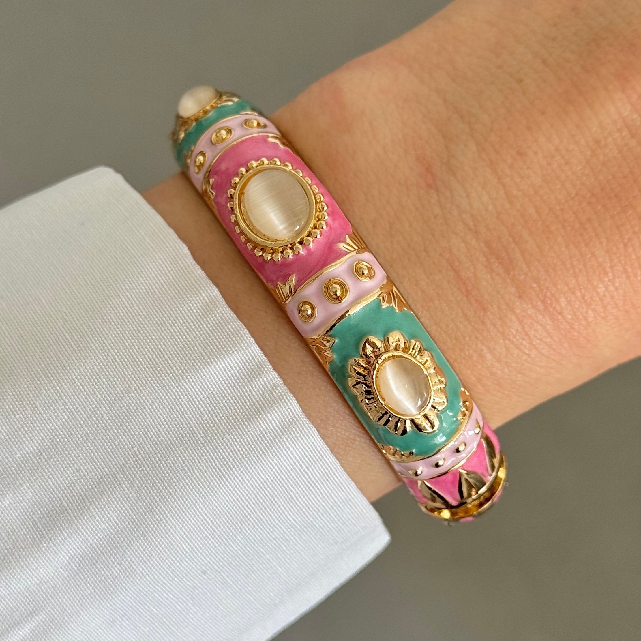 Green - Pink vintage Bileklik