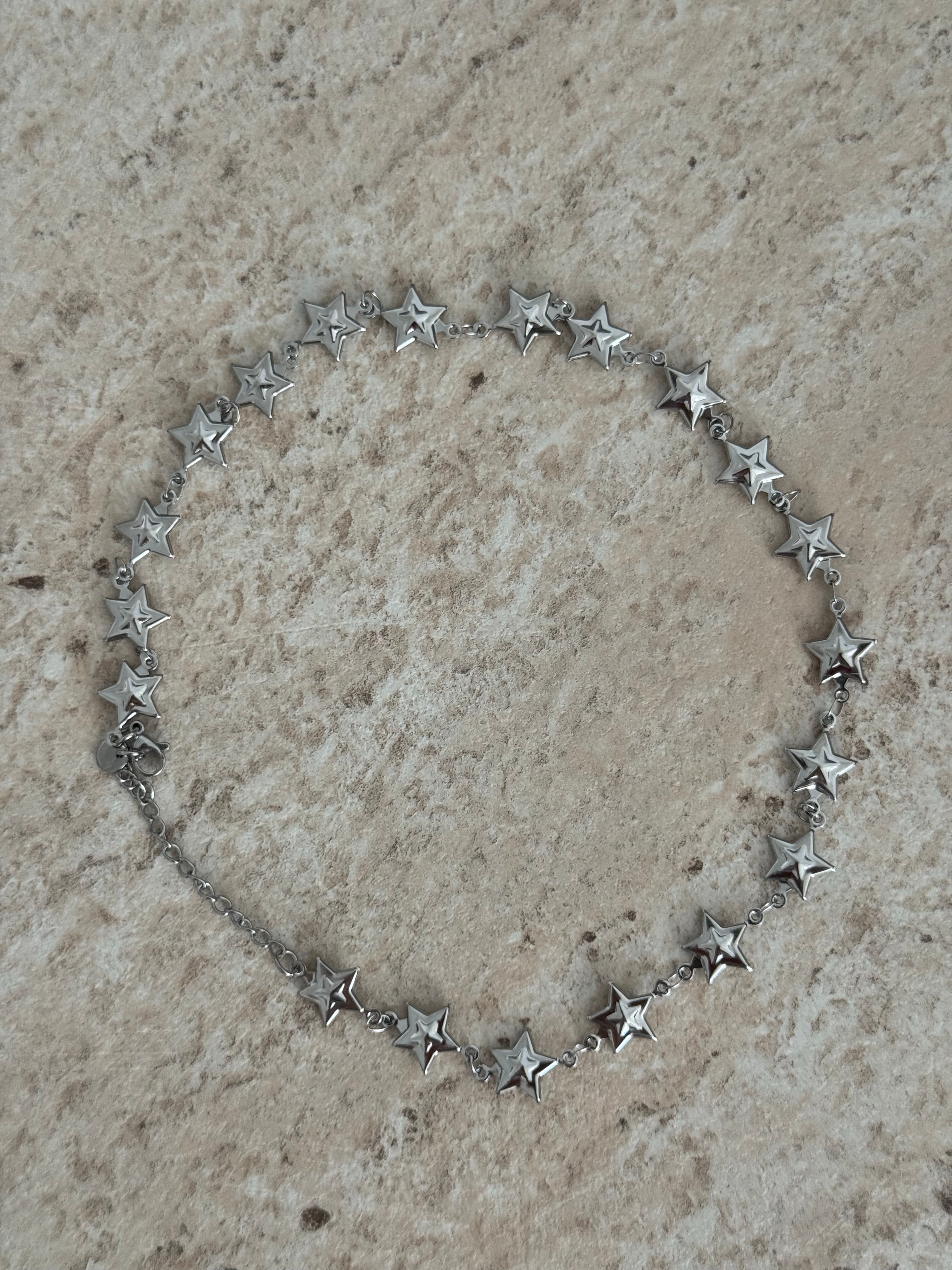 Çelik | Silver yıldızlar kolye 