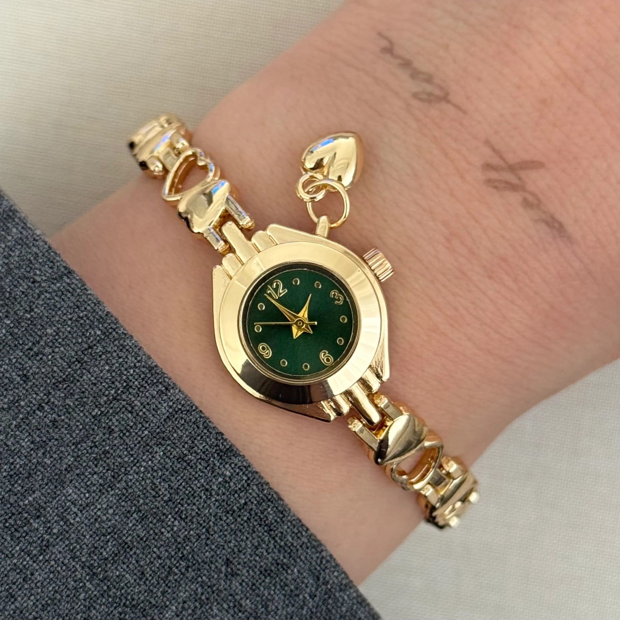Kalpli kordon Gold - Yeşil saat