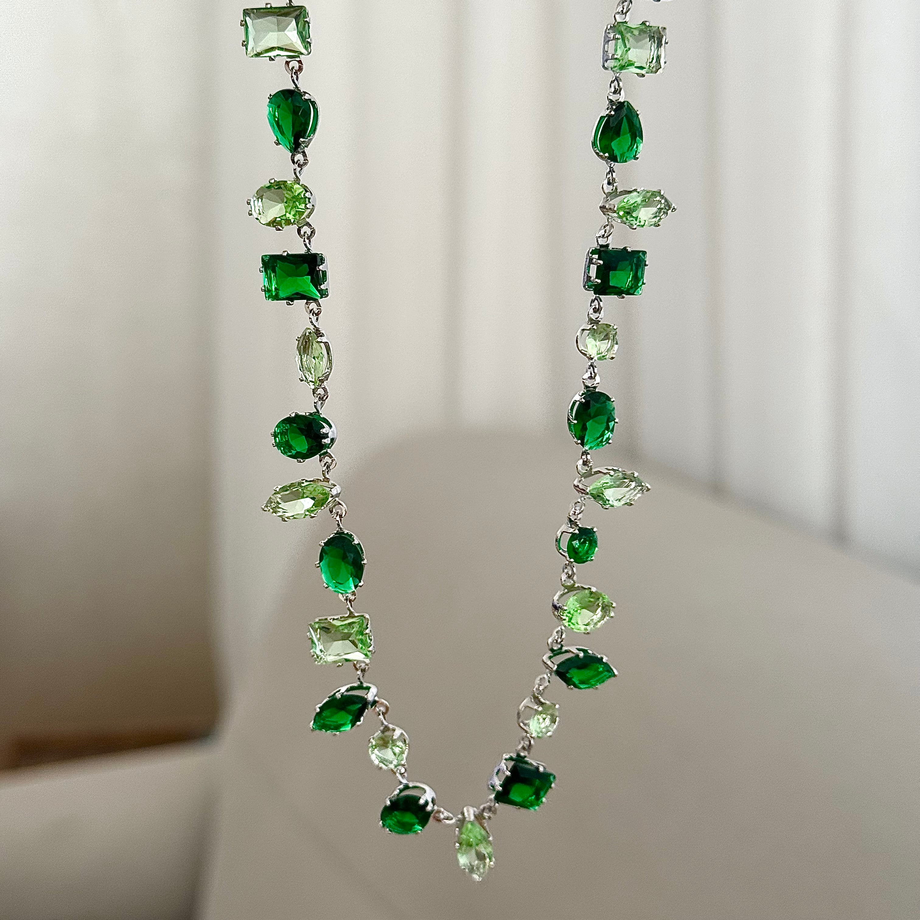 Swarovski | Silver - Yeşil  Gema kolye