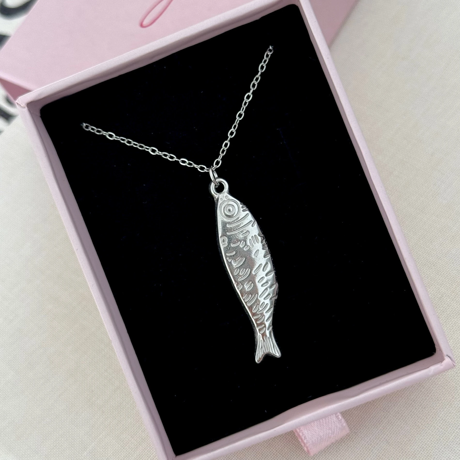 Çelik | Silver sardina kolye 