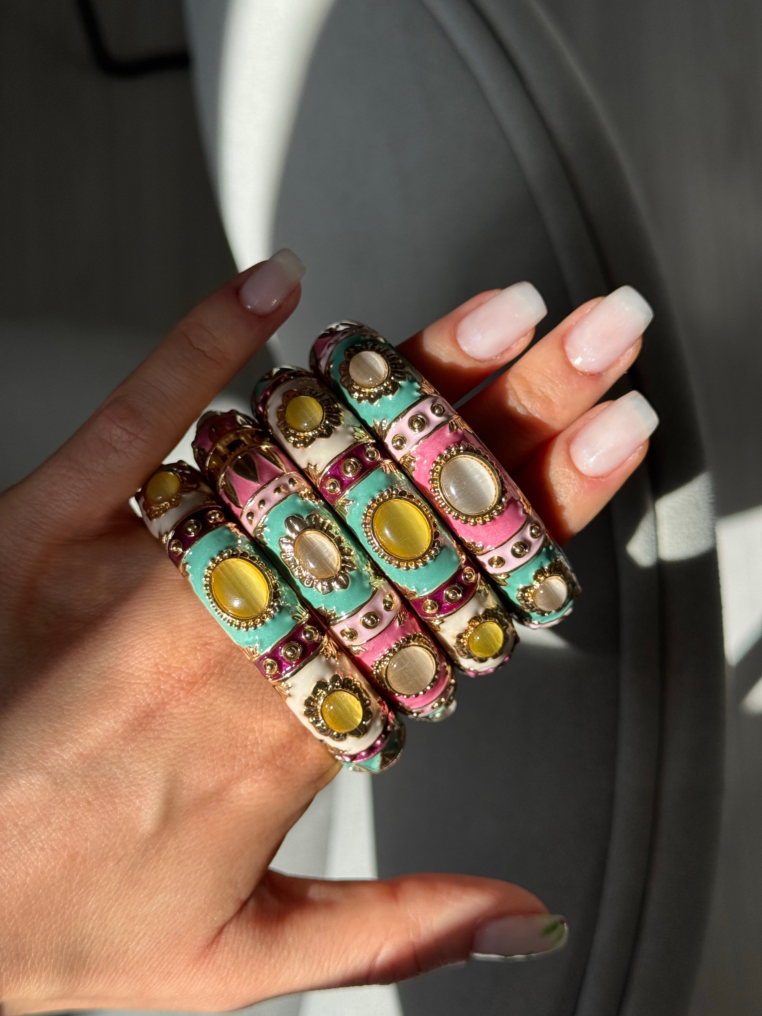 Green - Pink vintage Bileklik