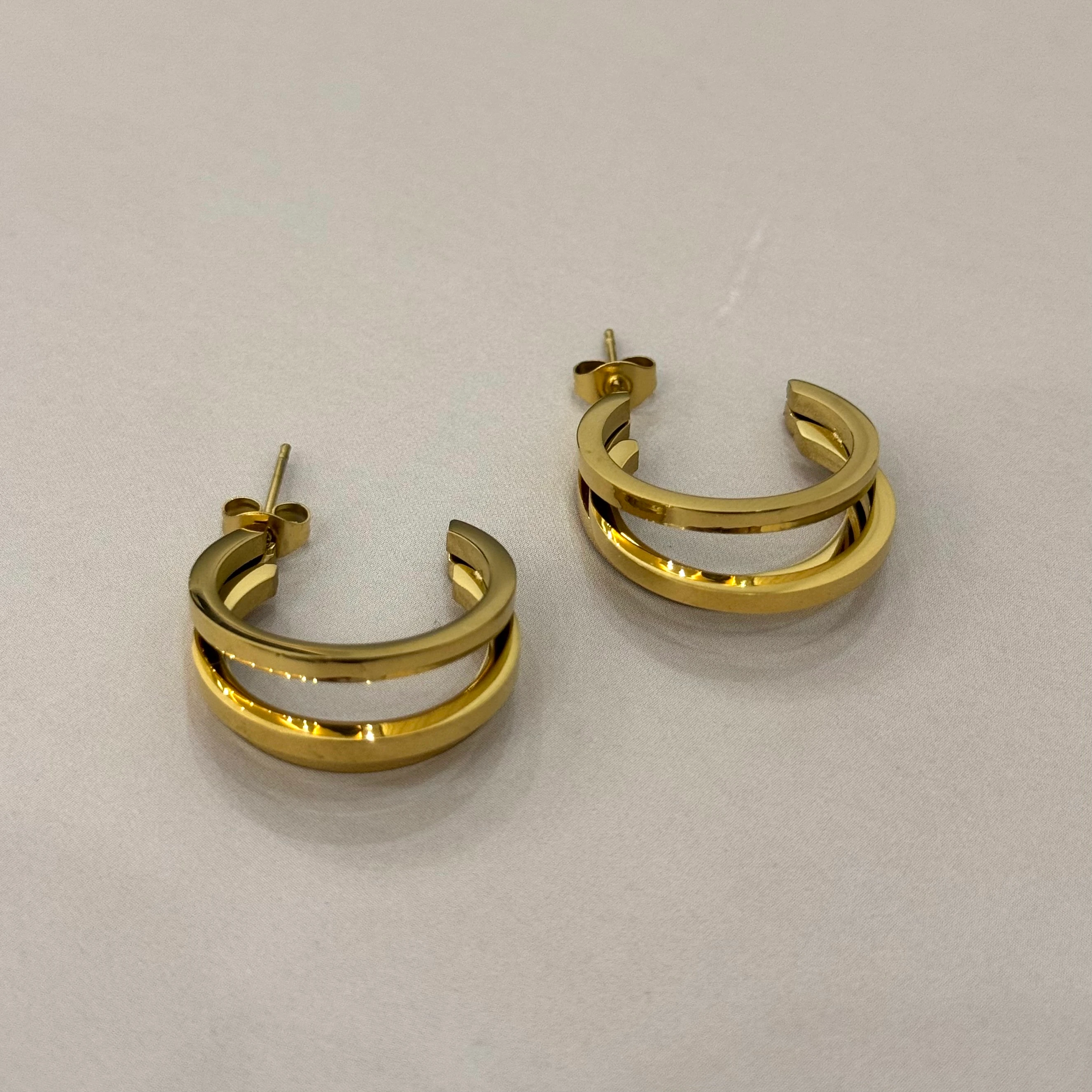 çelik 3 sıra halka küpe 