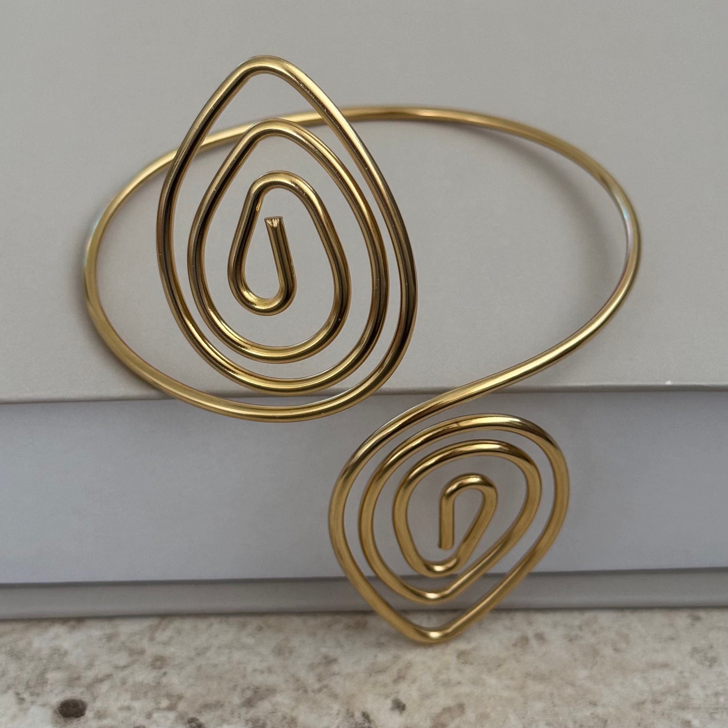 Çelik vintage gold üst kol | pazu bilekliği 