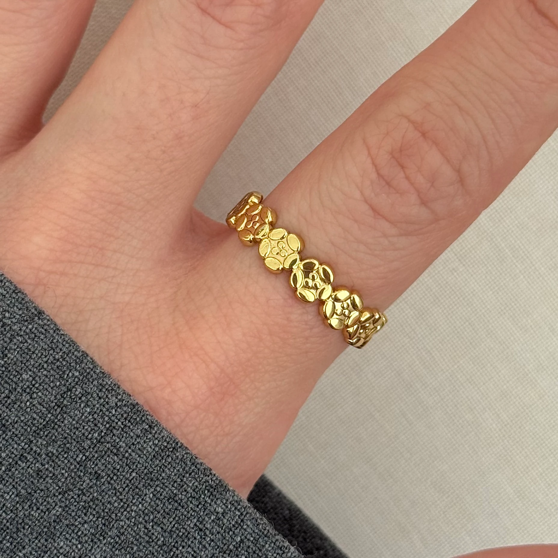 Çelik | Gold zarif çiçekler yüzük 