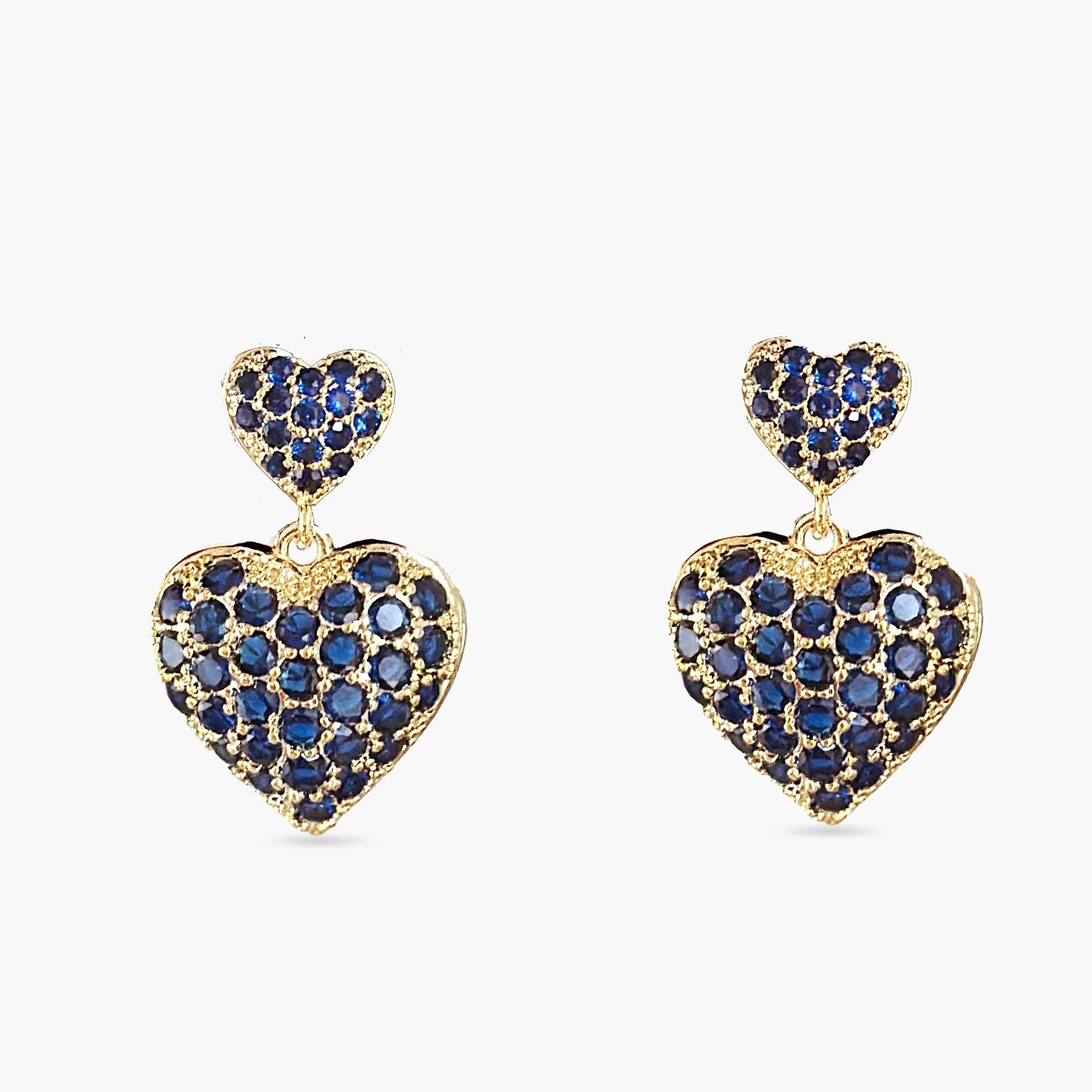 Lüks taşlı kalp küpe 