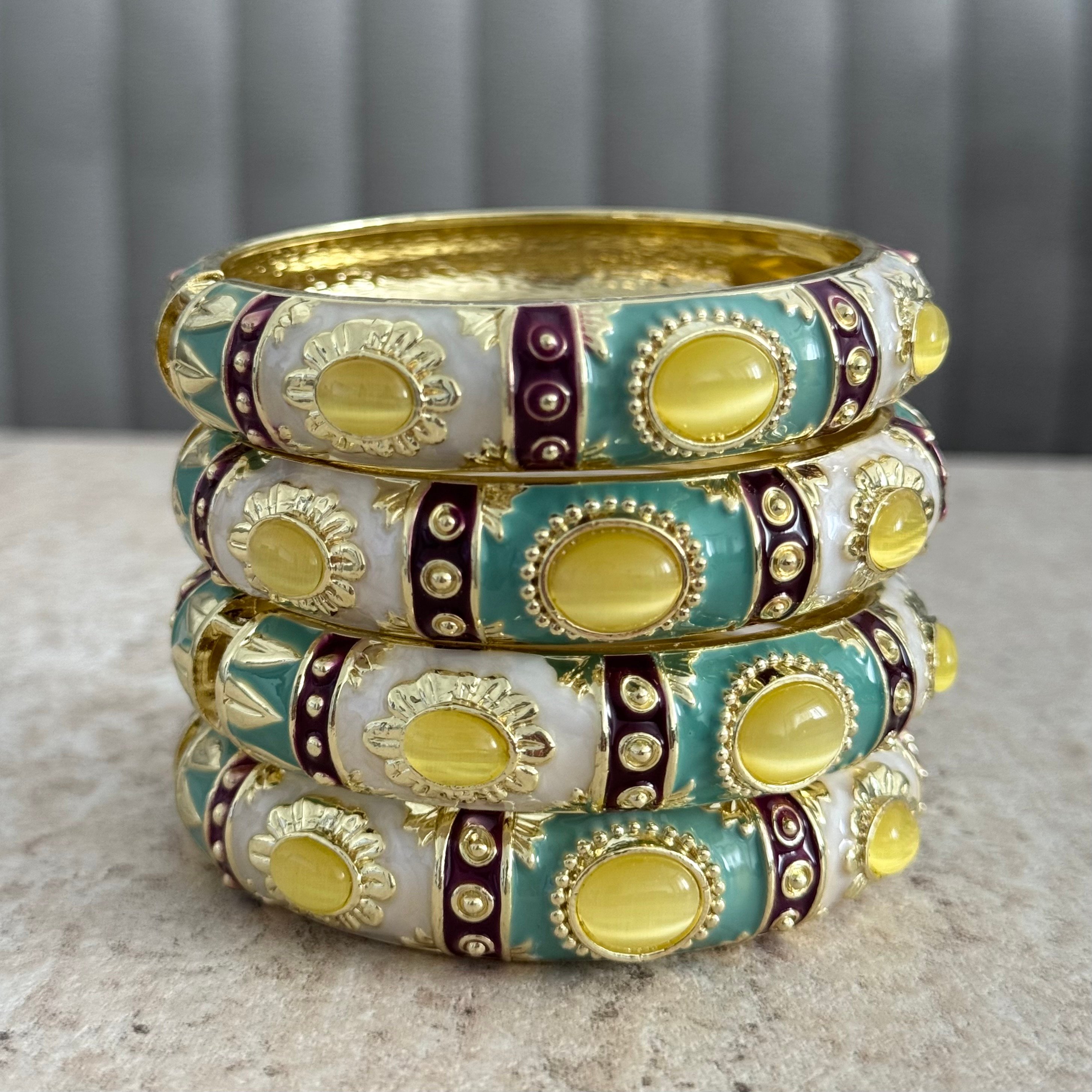 Yellow - Brown vintage kalın bileklik