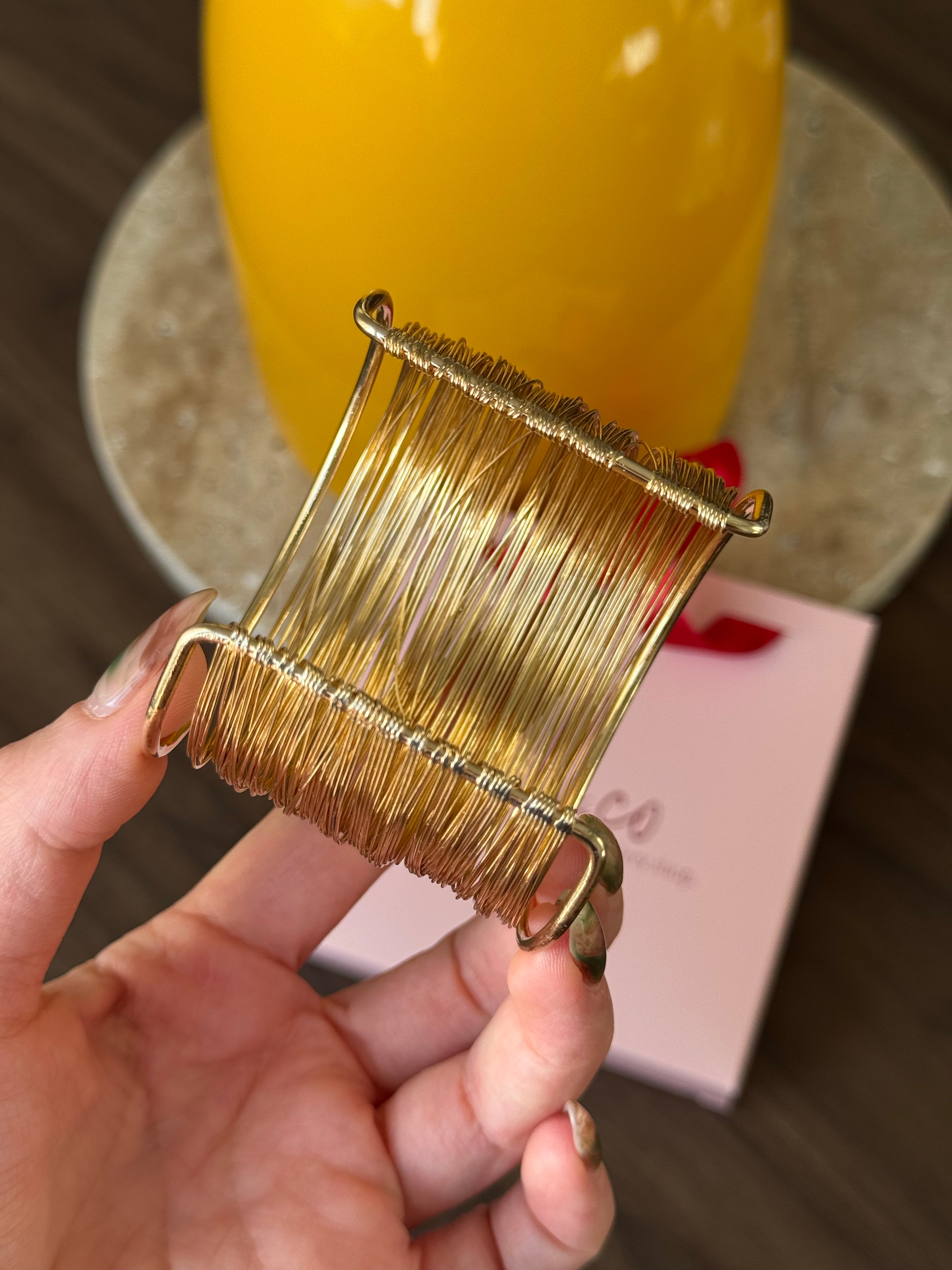 Çelik | Gold Antik Tel bileklik 