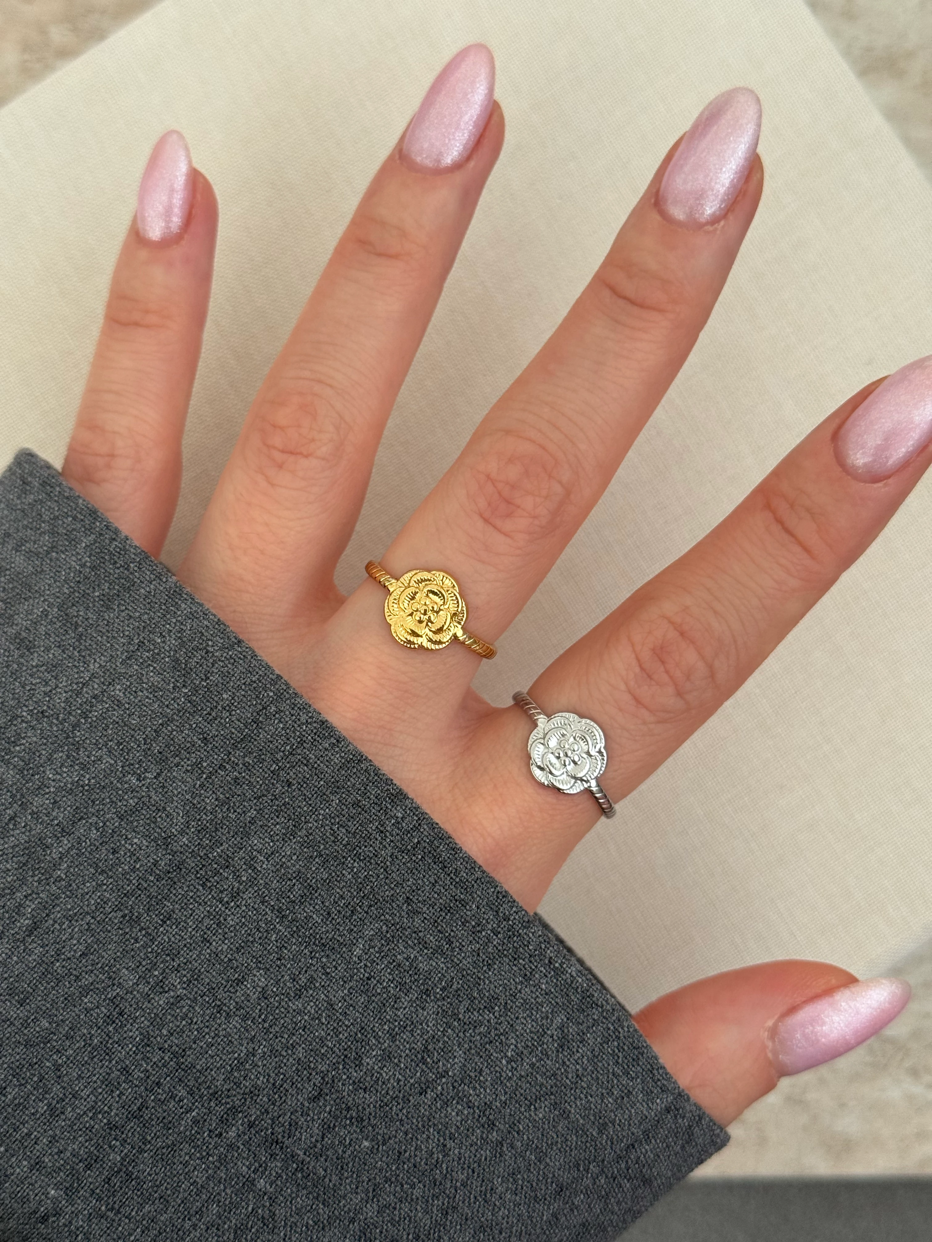 Çelik | Gold gül yüzük 