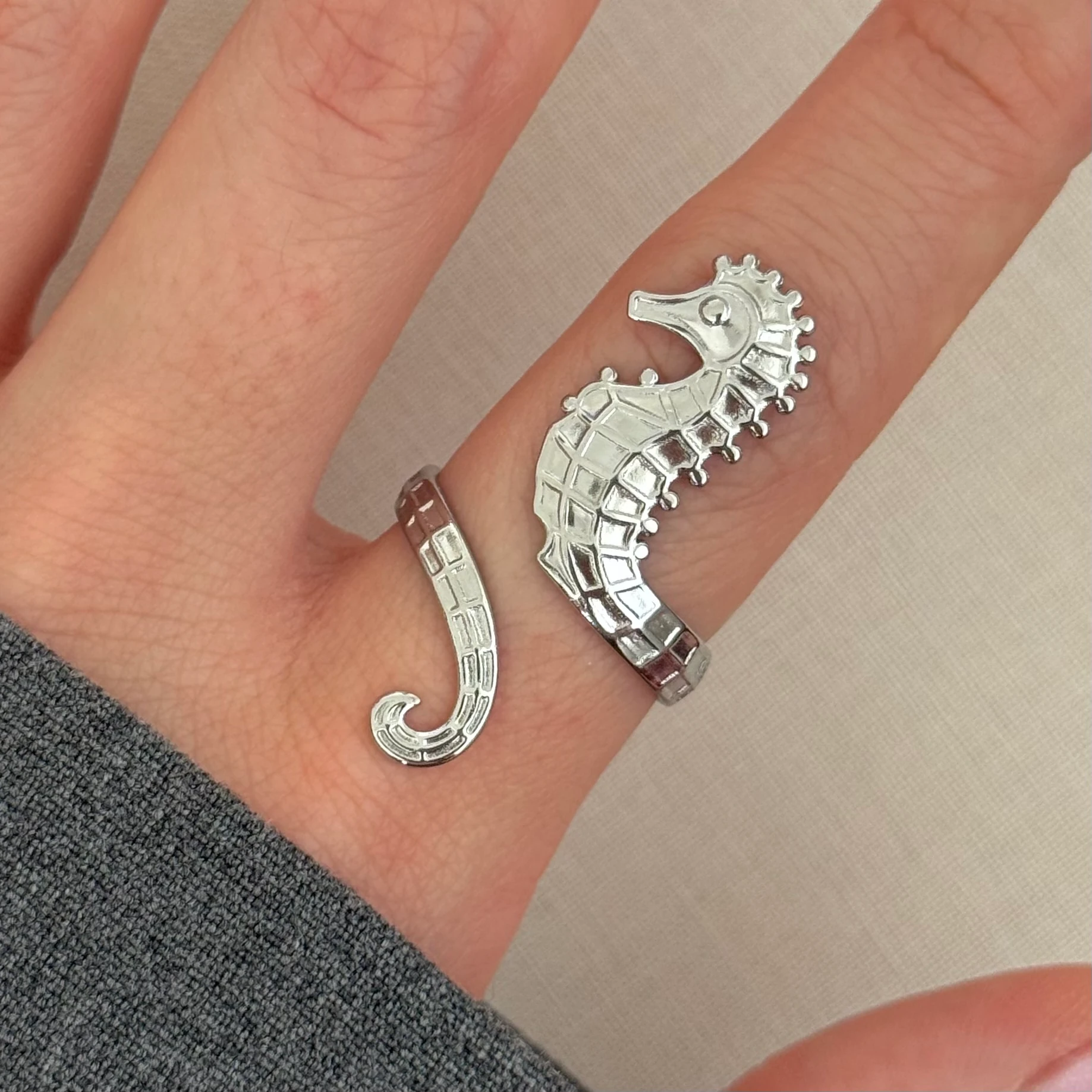 Çelik | Silver deniz atı yüzük 