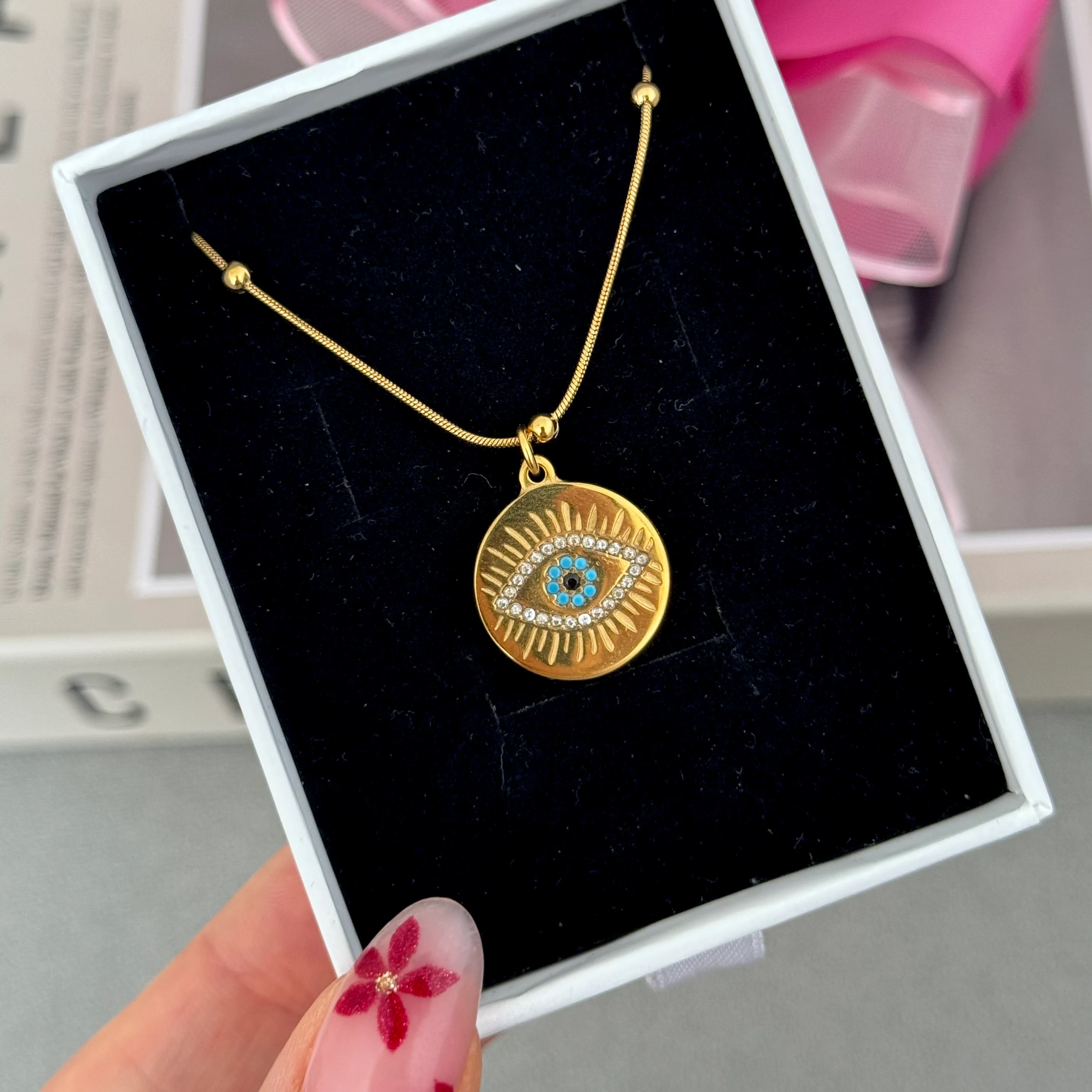 Top zincirli çelik vintage kolye