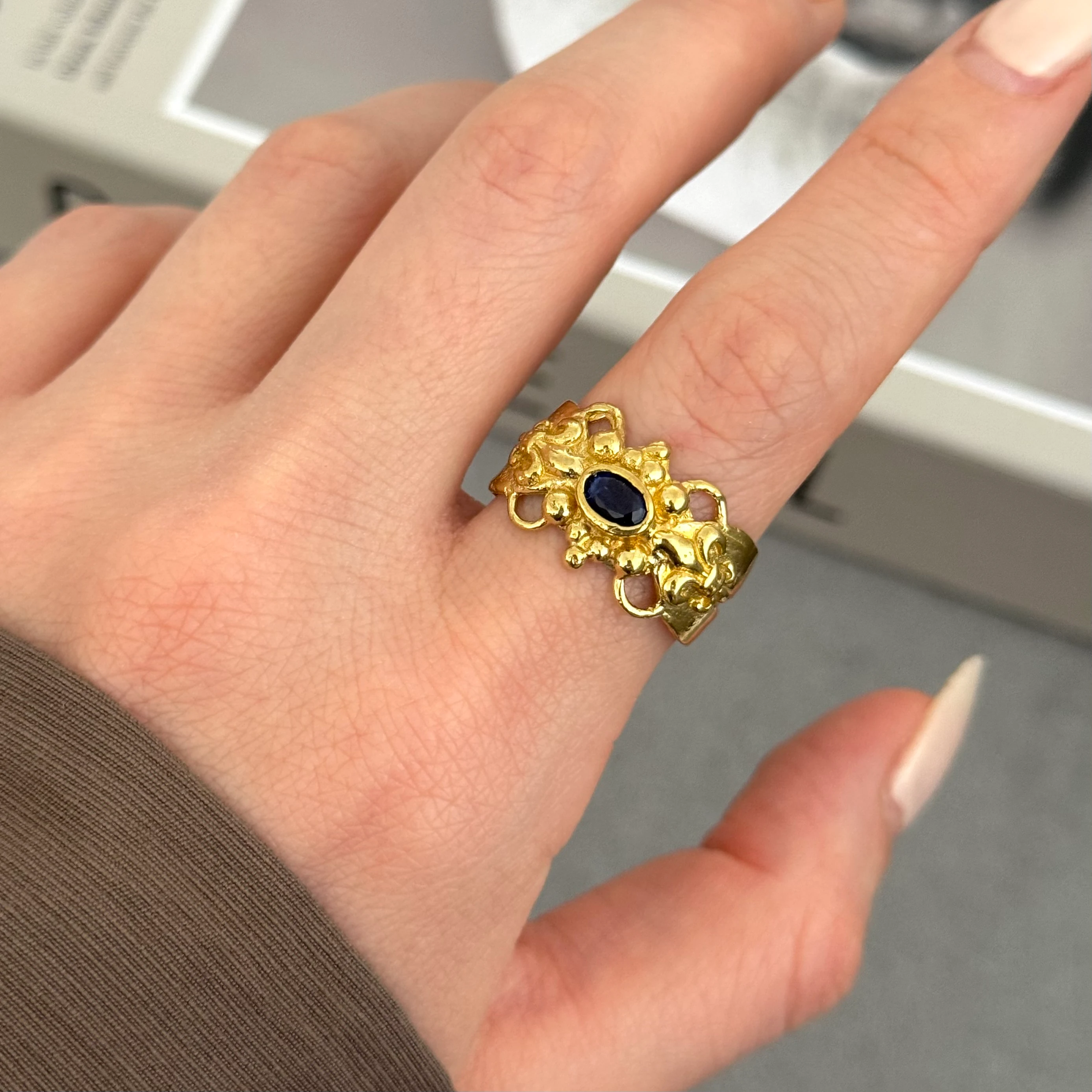 Saf pirinç antik yüzük  