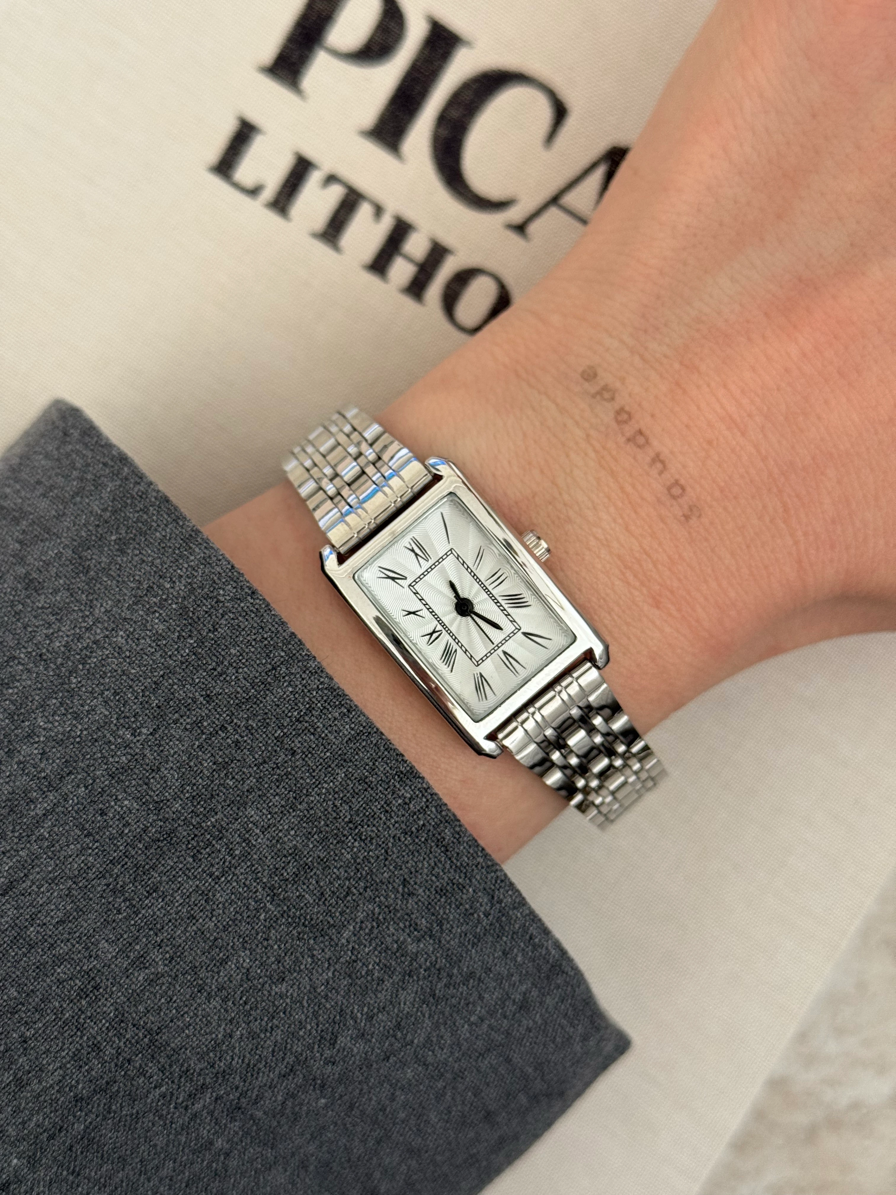 Çelik | Silver Dikdörtgen saat