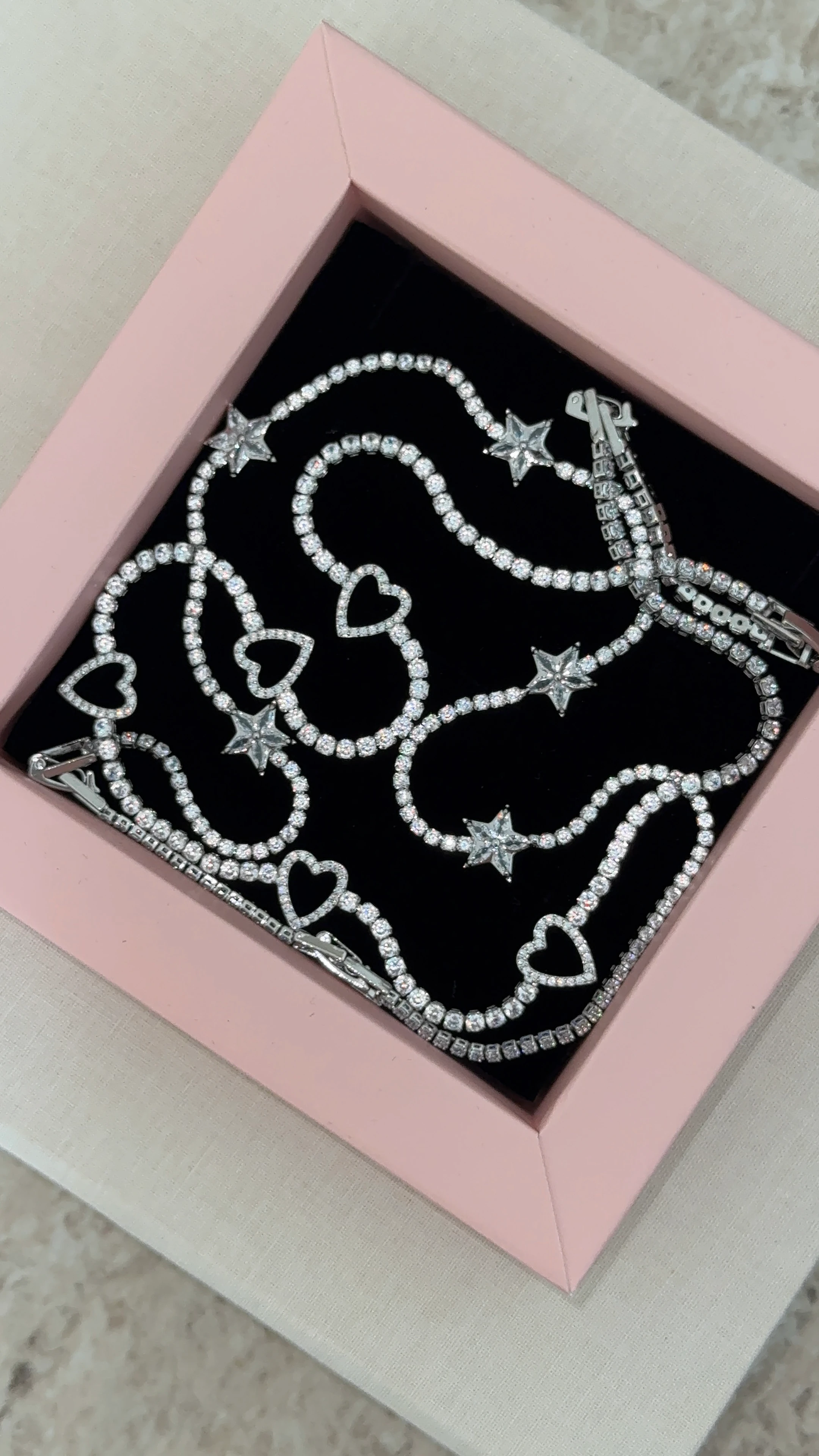 Zirkon taş yıldızlı su yolu kolye  