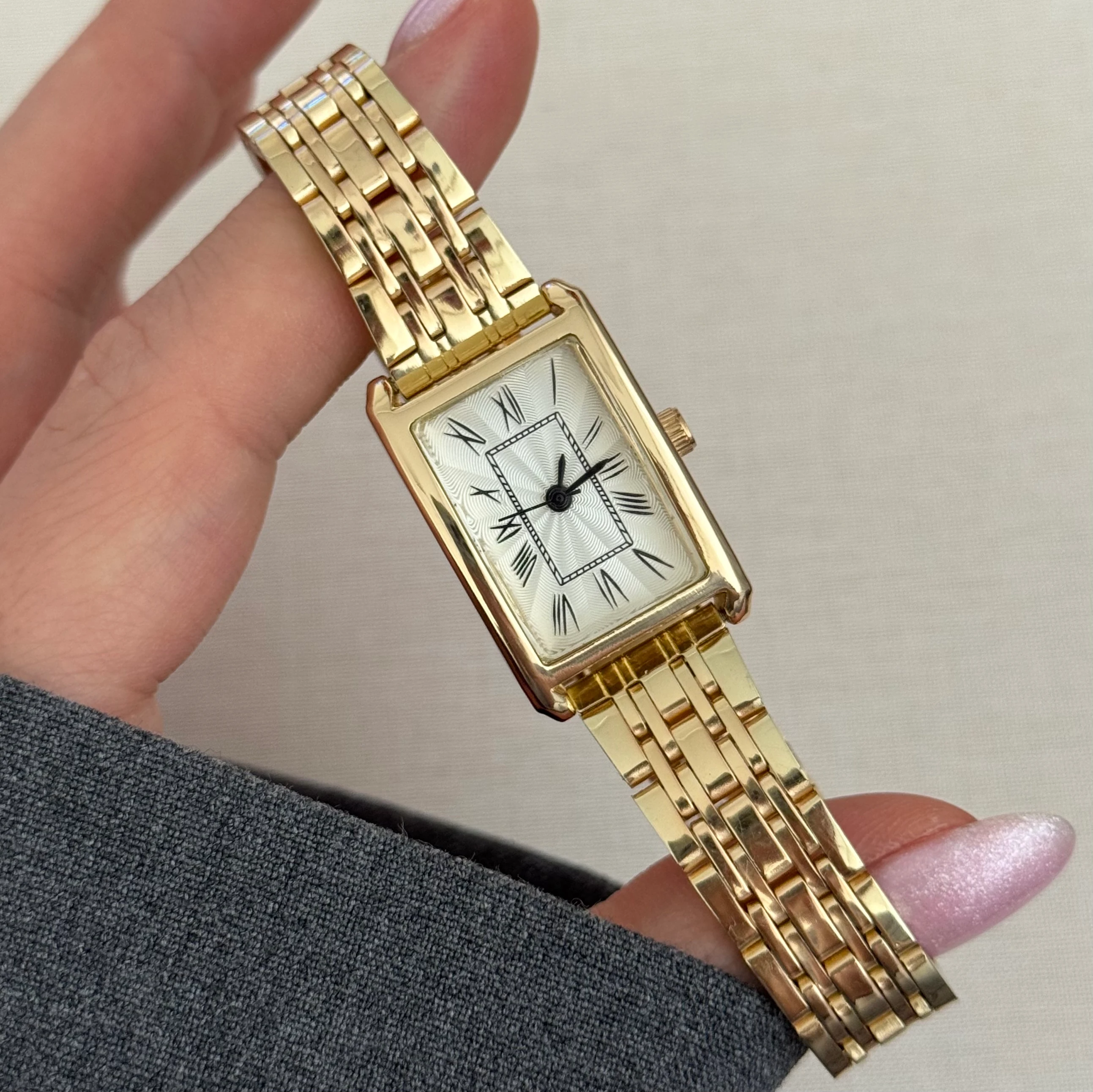 Çelik | Gold Dikdörtgen saat 