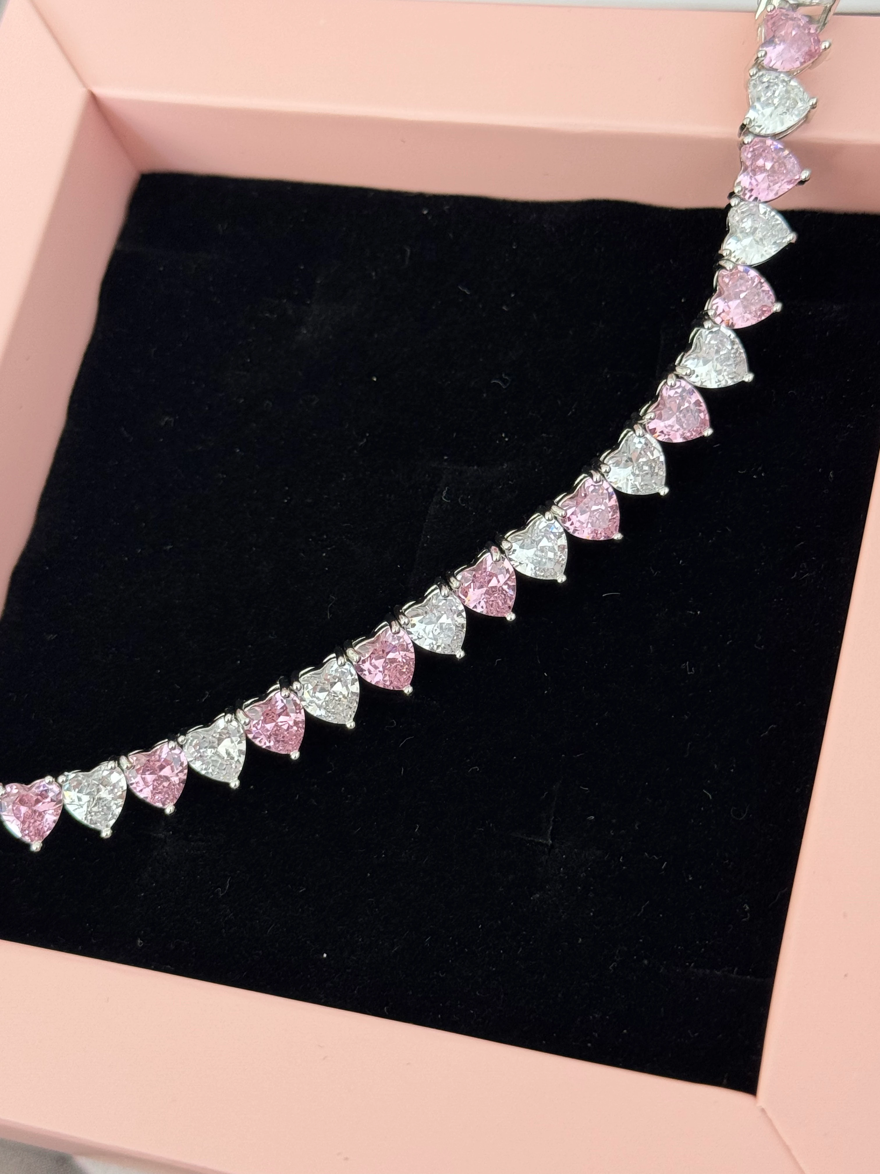 Vıp | pembe taşlı kalp bileklik 