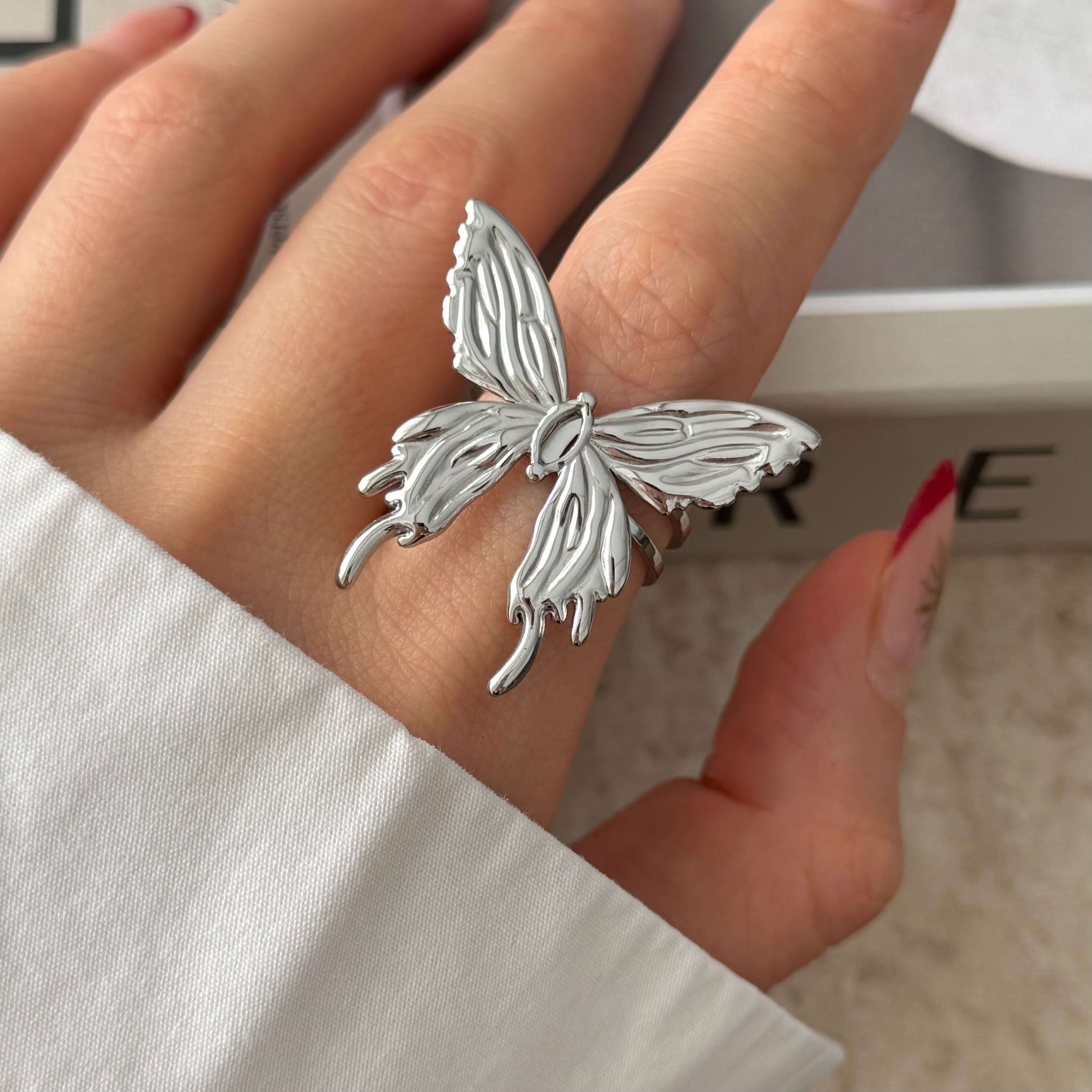 Çelik | Silver kelebek yüzük 