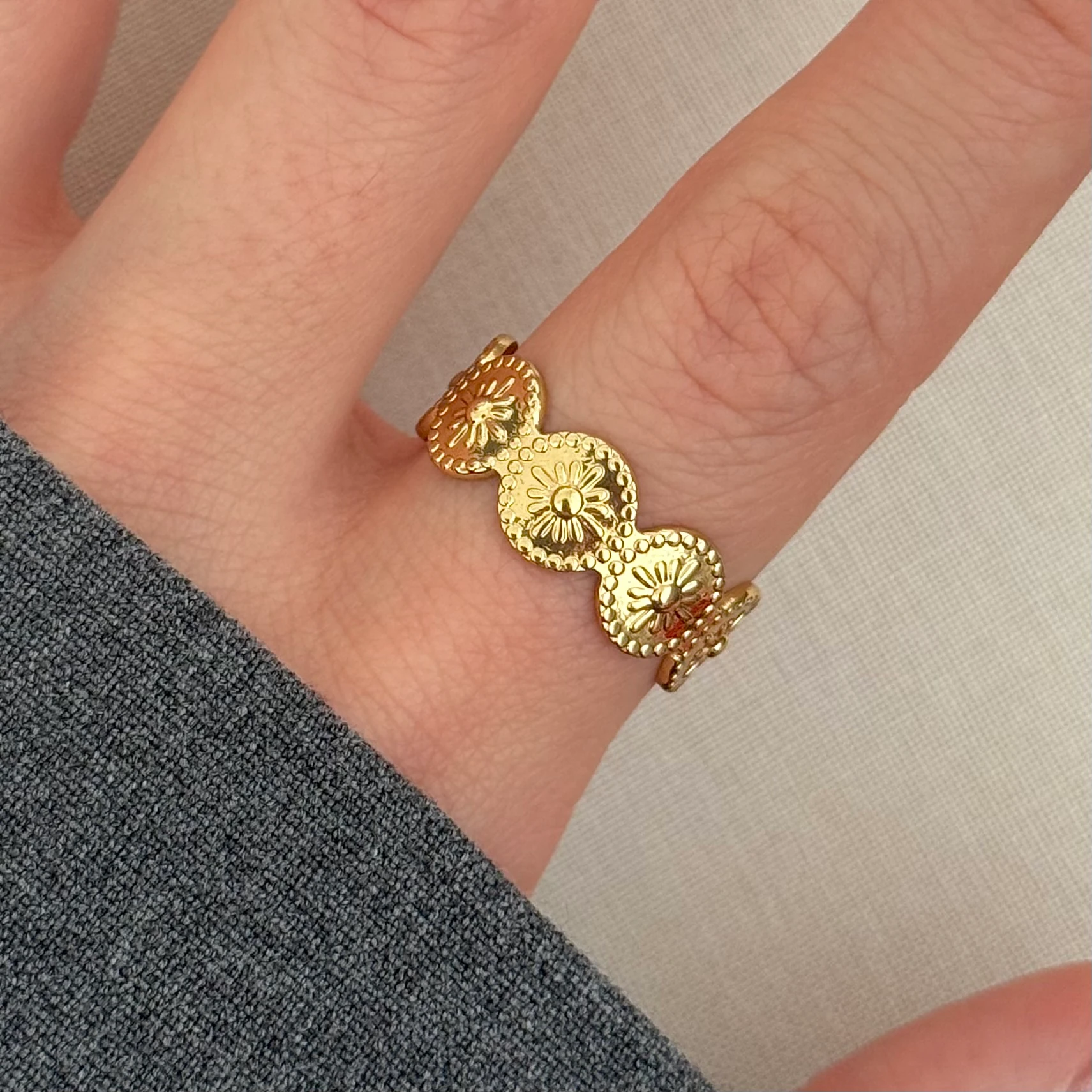 Çelik | Gold vintage yüzük 