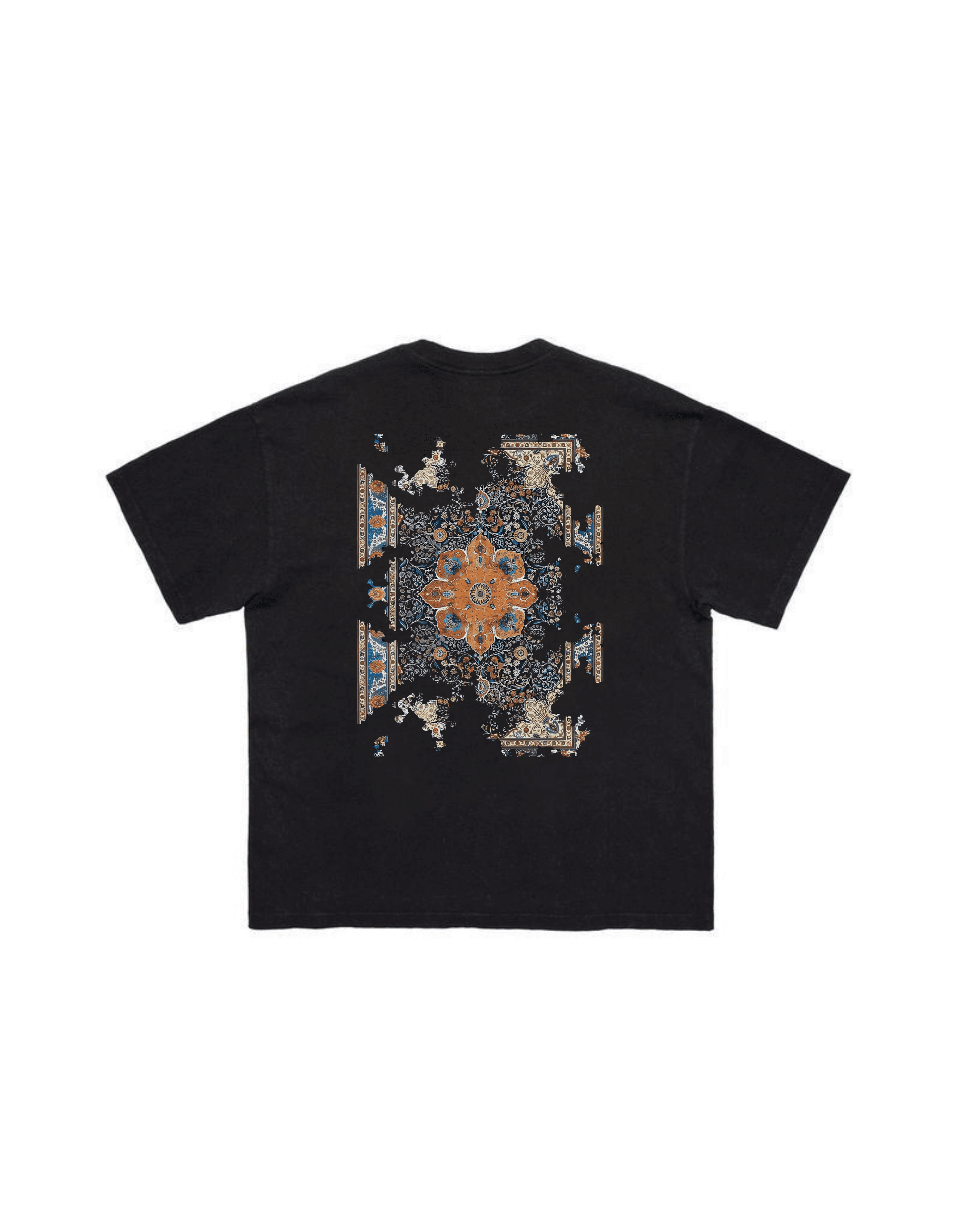 Atlasın Deseni Oversize Siyah T-shirt