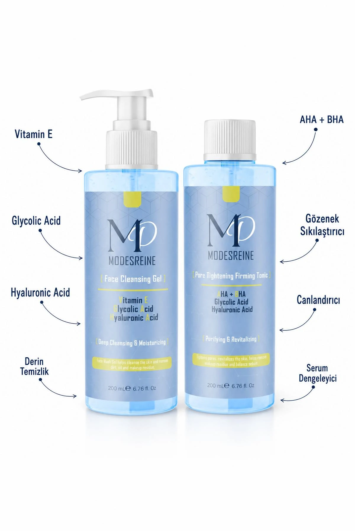KIREI E-TONER & ELASTIN MOISTURE GELセット Yüz Temizleme Jeli - Tonik 2'li Set