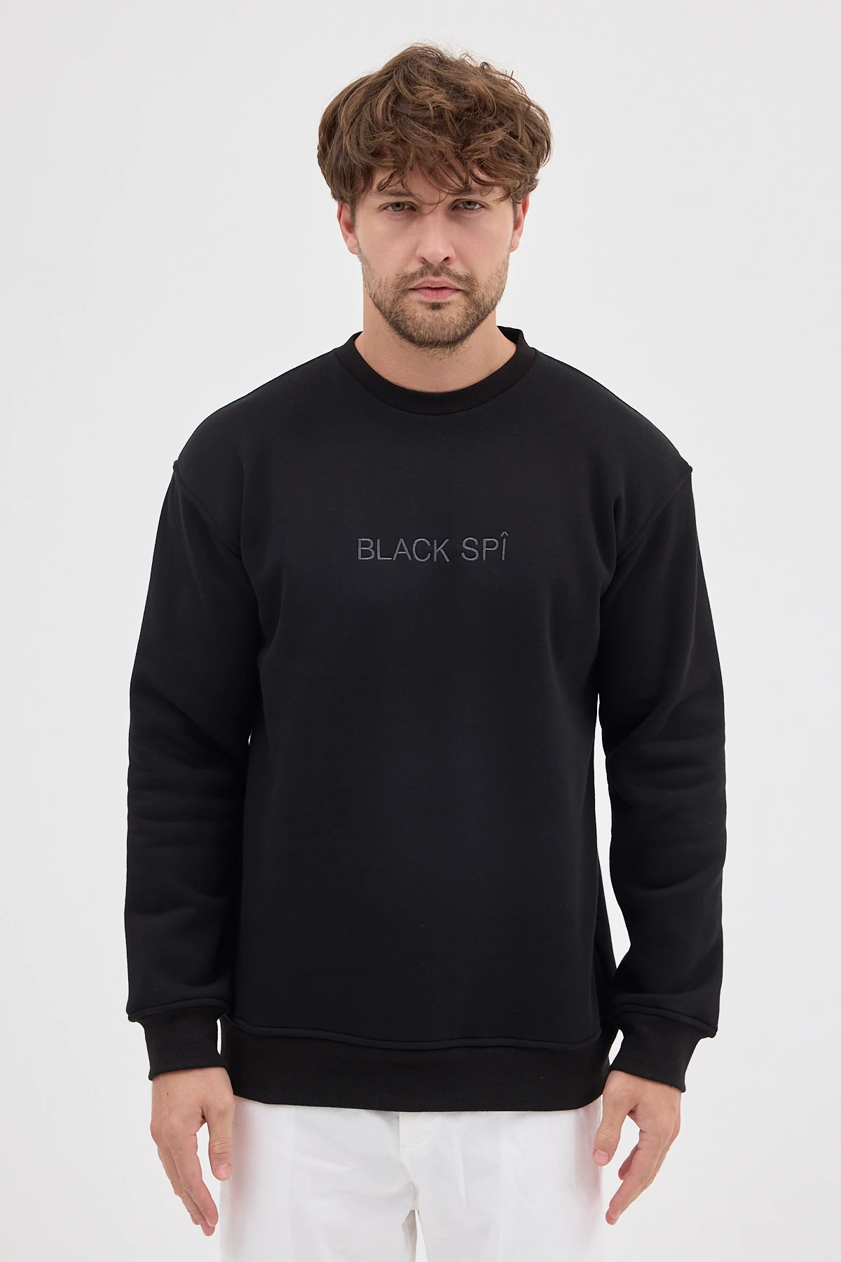 BLACK SPÎ Erkek Şardonlu Basic Sweatshirt