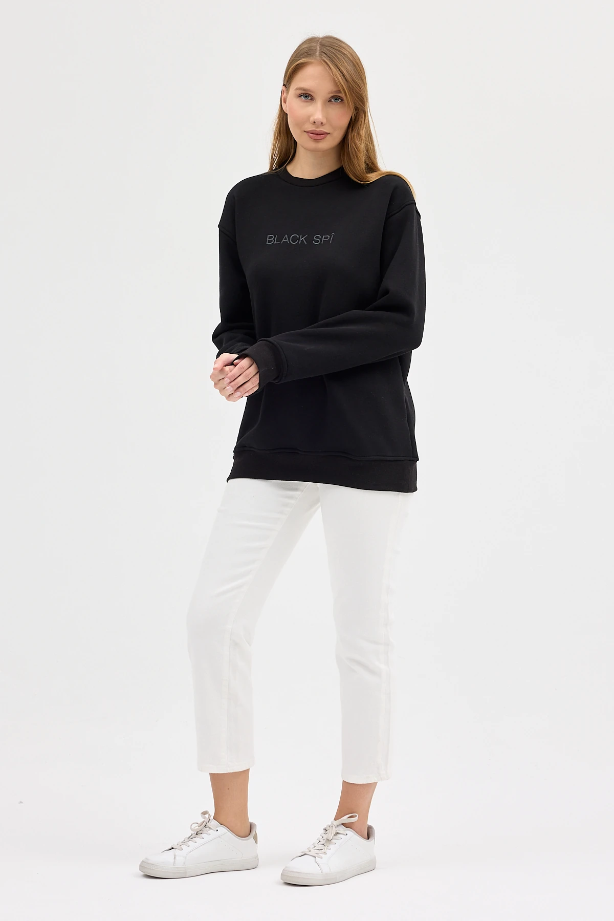 BLACK SPÎ Kadın Şardonlu Basic Sweatshirt