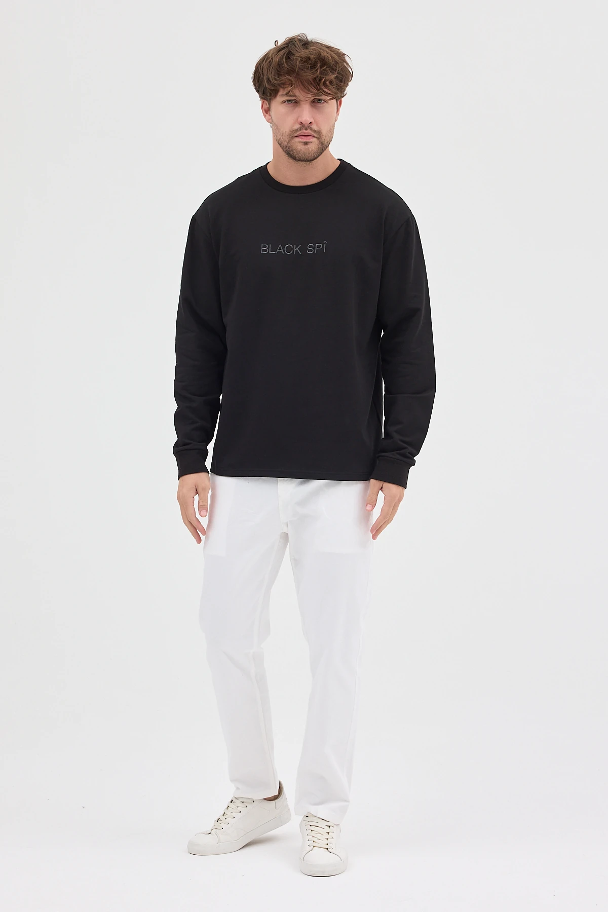 BLACK SPÎ Erkek Uzun Kollu Basic T-shirt - Siyah