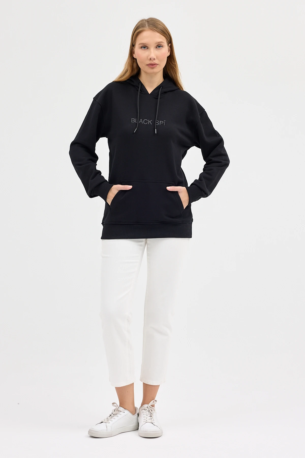 BLACK SPÎ Kadın Kapüşonlu Basic Sweatshirt