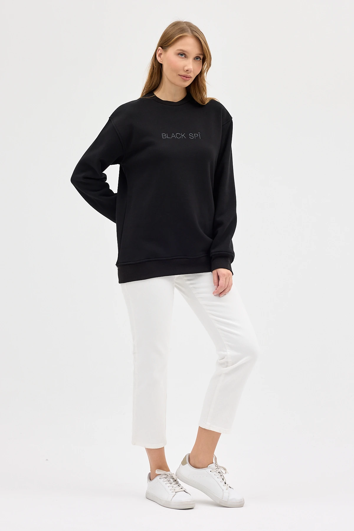 BLACK SPÎ Kadın Şardonlu Basic Sweatshirt
