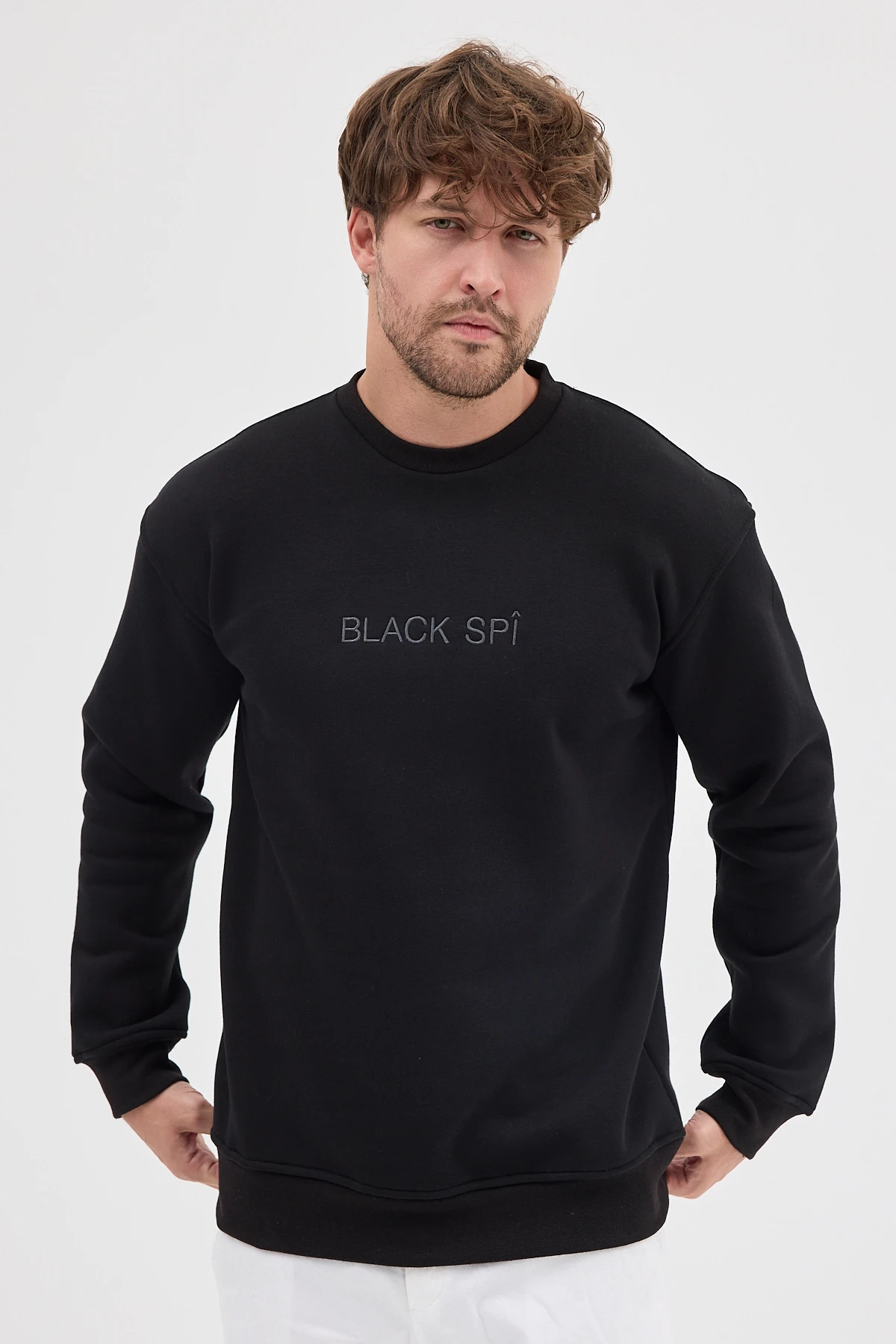 BLACK SPÎ Erkek Şardonlu Basic Sweatshirt