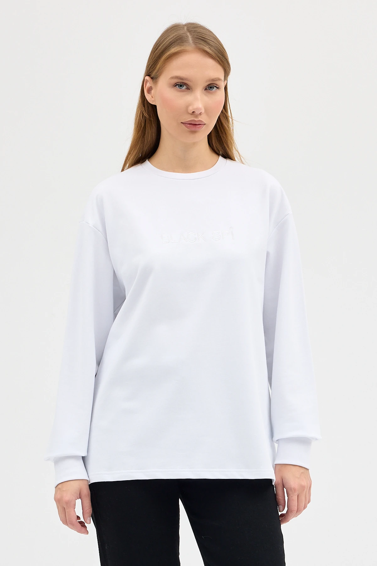 BLACK SPÎ Kadın Uzun Kollu Basic T-shirt - Beyaz